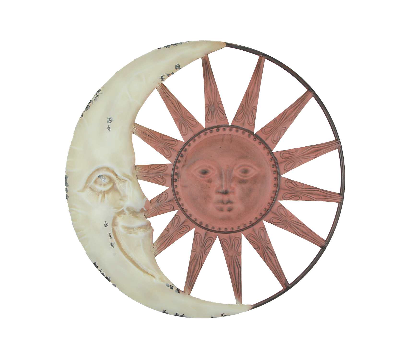 Chesapeake Bay JDY-71702 Distressed Tuscan Enamel Finish Metal Celestial Sun and Moon Indoor Outdoor Wall Art