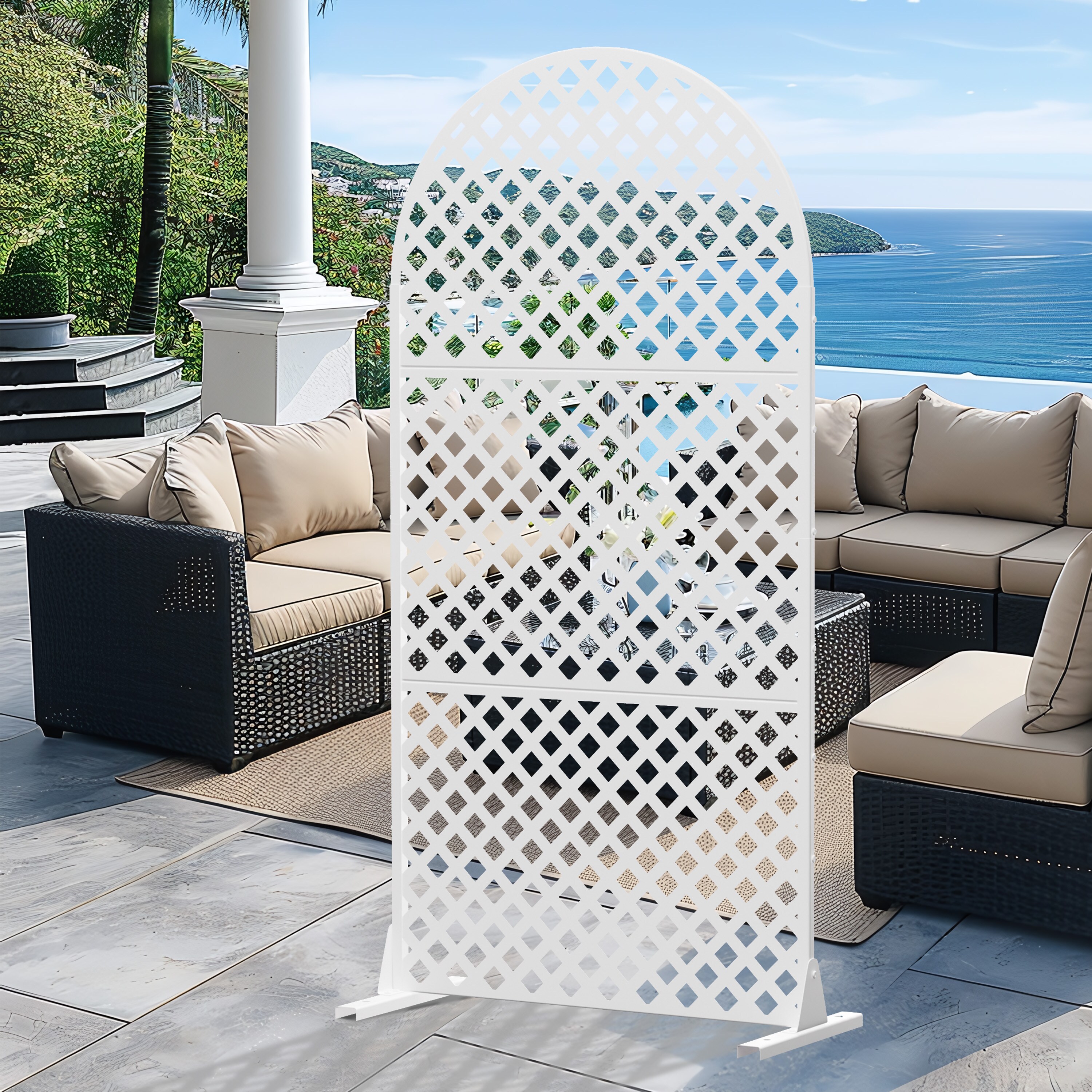 Dovelina 72-in H x 35-in W x 16-in D Metal Privacy Screen Fence Panel Stylish Pattern