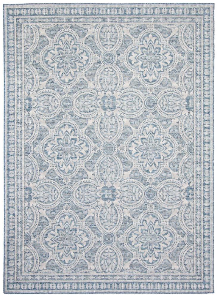 ECARPETGALLERY 351510 Veranda Traditional 7 x 9 (ft) Loomed Polypropylene Blue Rectangular Indoor/Outdoor Damask Area rug