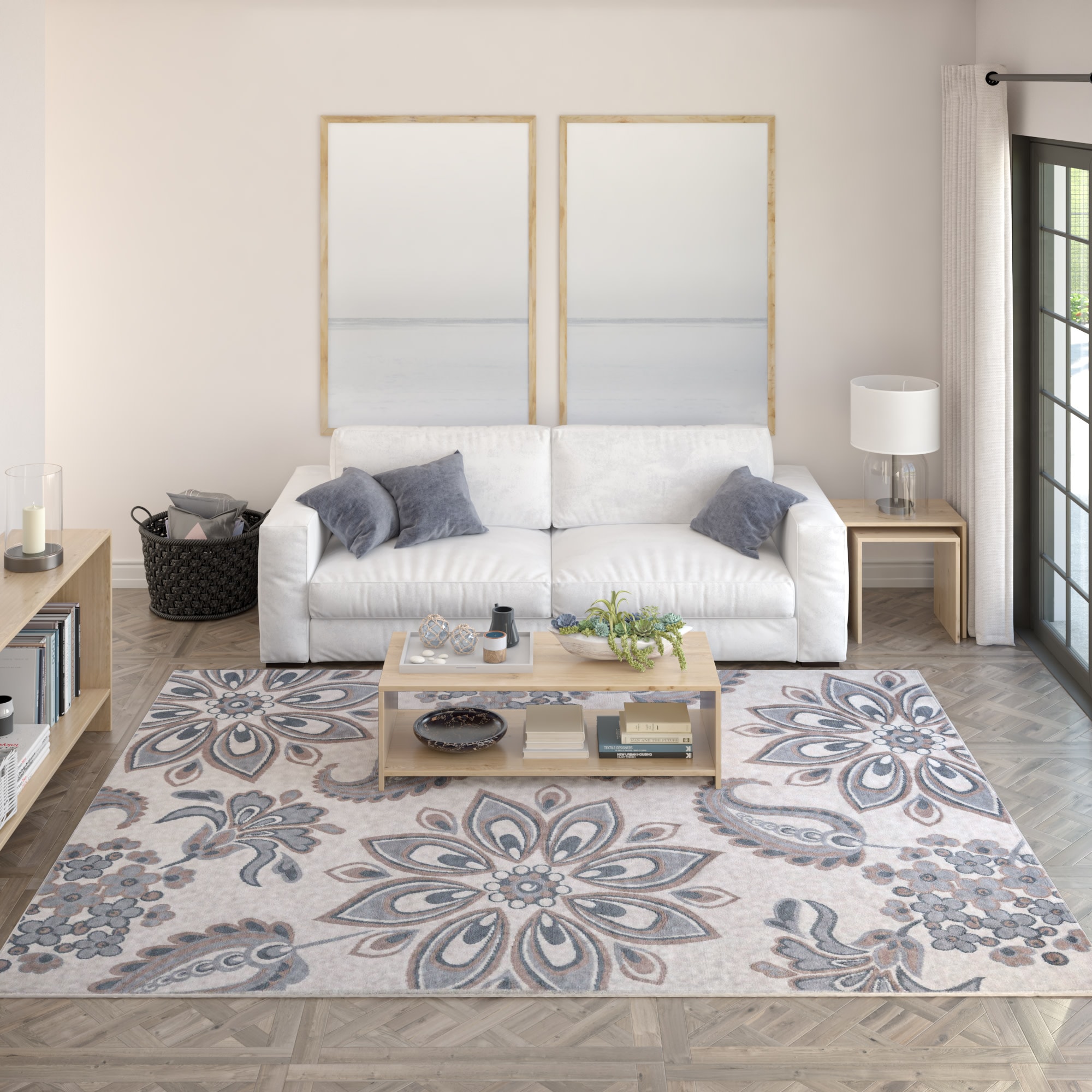 Tayse HMP4317 9X13 Hampton 9 x 13 (ft) Loomed Polypropylene Cream Rectangular Indoor Area rug