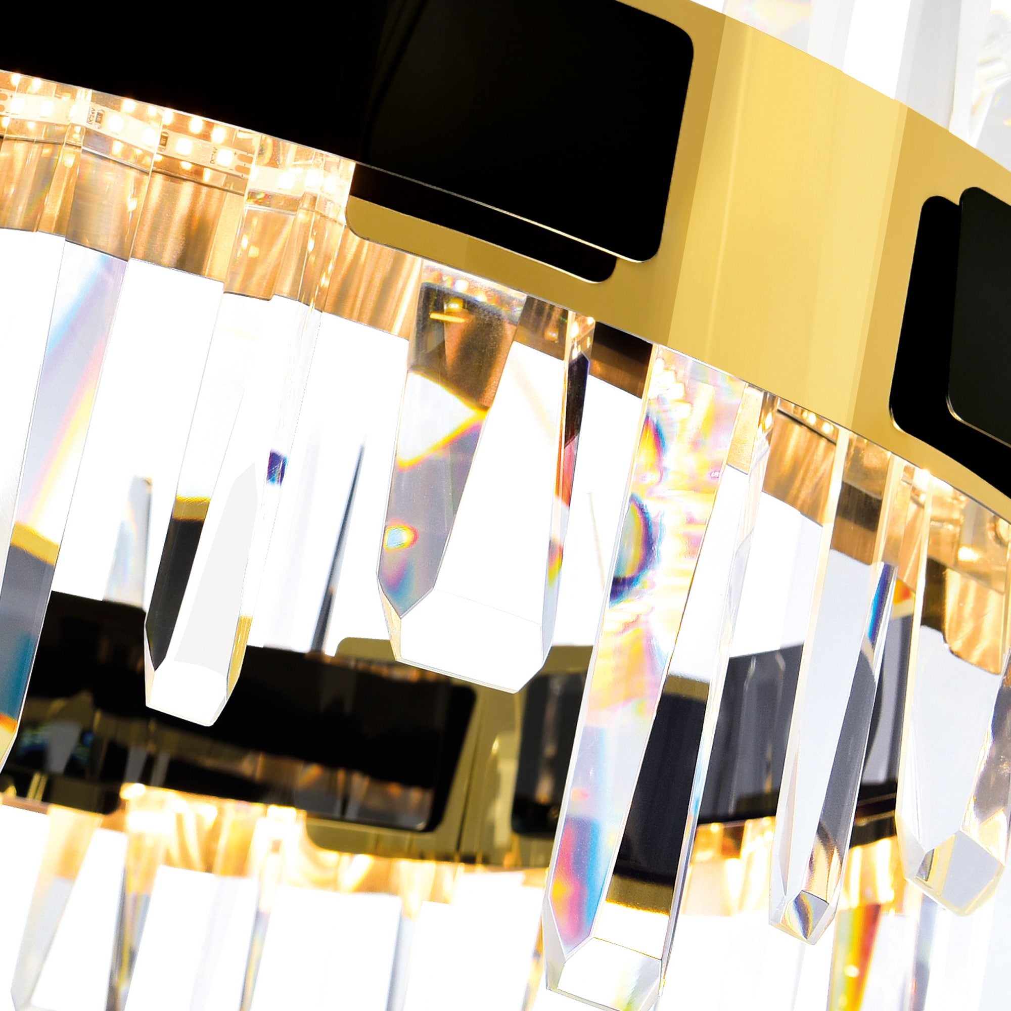 Aya Pearl Black Crystal LED Chandelier 32" with Stunning Details
