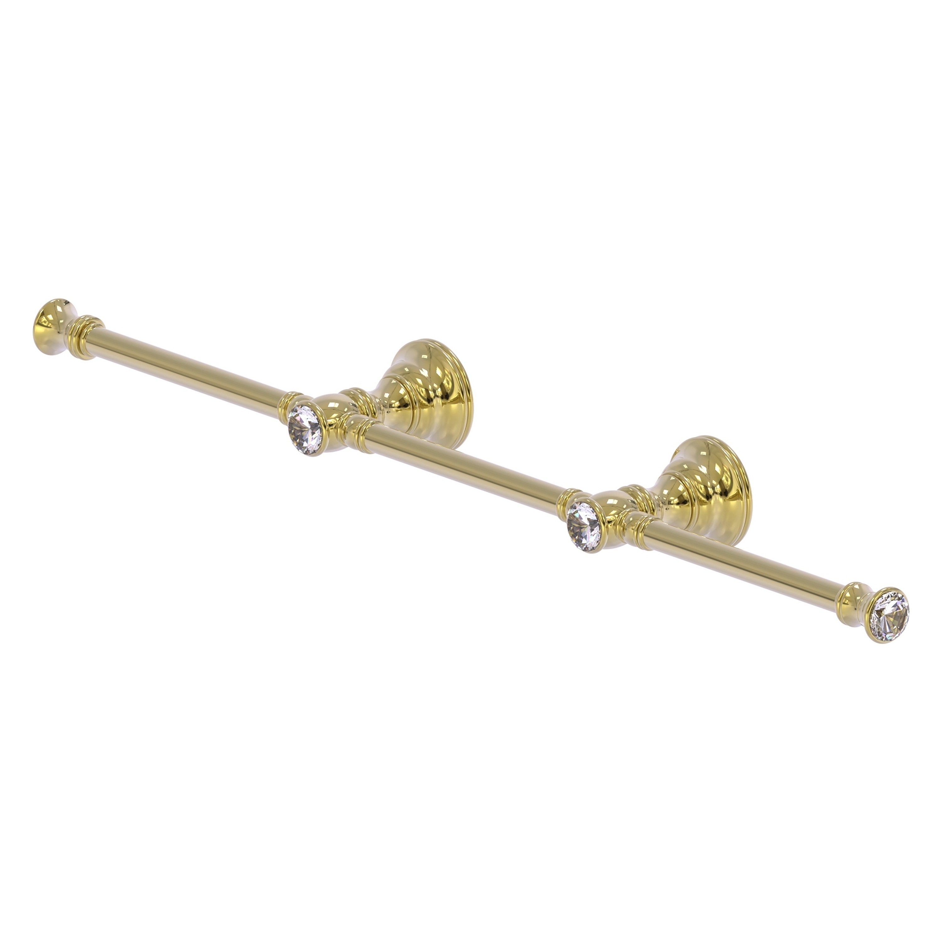 Allied Brass CC-HTB-3-UNL Carolina Crystal 22-in double Unlacquered Brass Wall mount Double Towel Bar