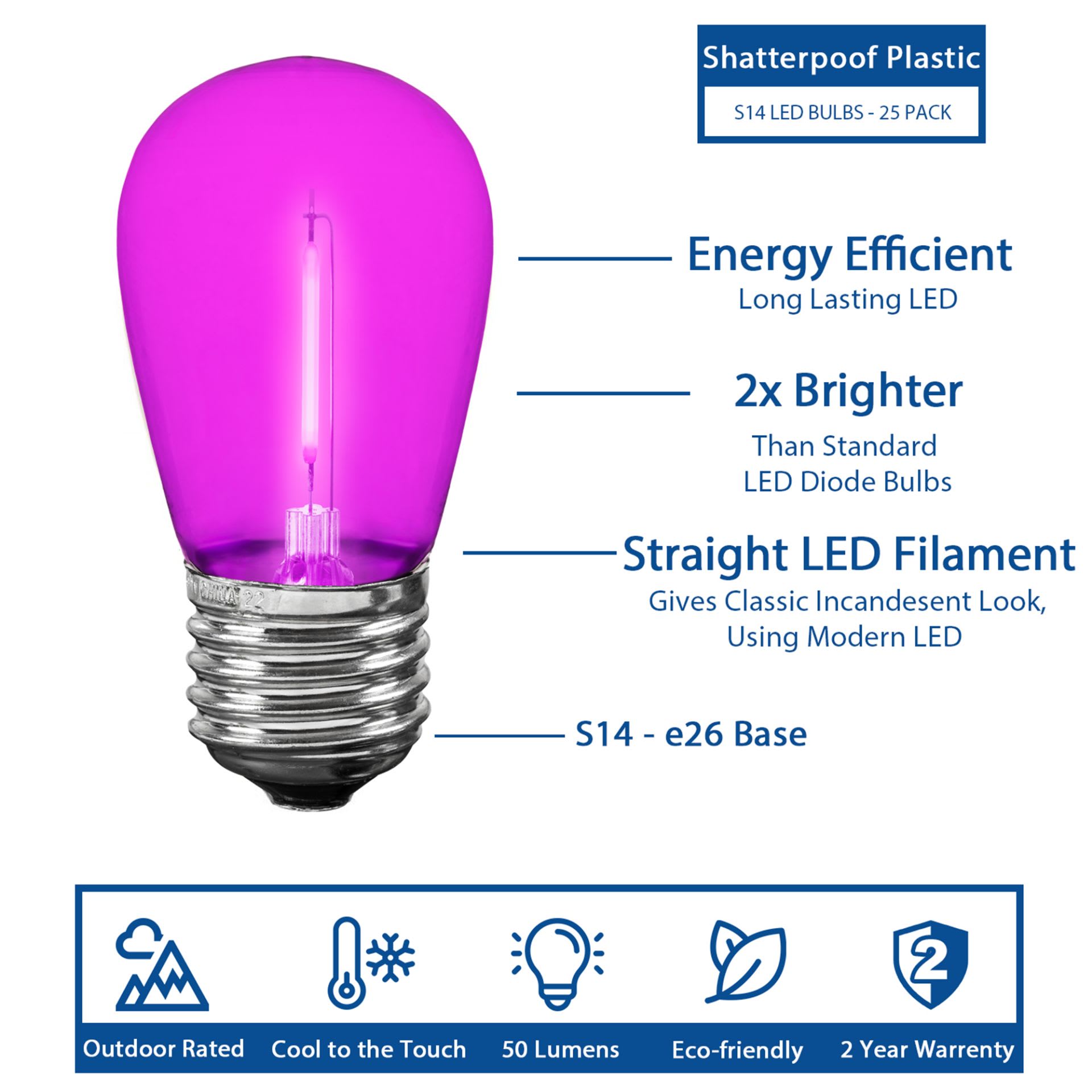 Novelty Lights 5PK-LED-S14-FB1W-PI Patio-String-Lights - View #2
