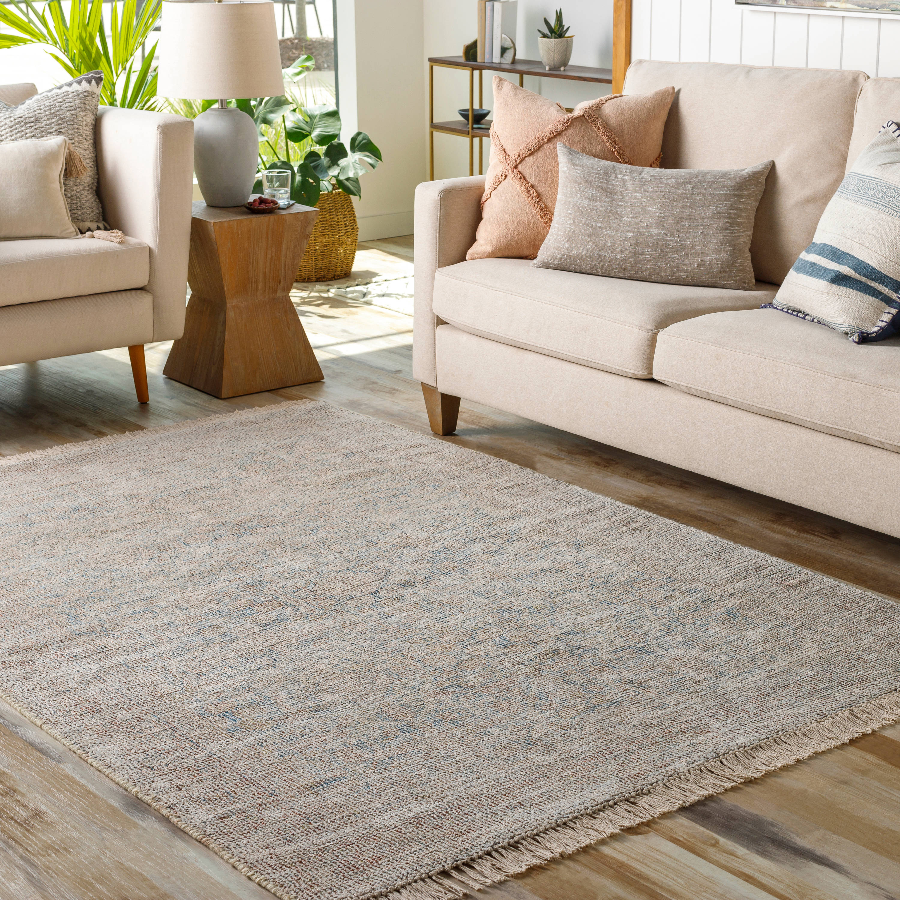 Surya AMY2303-8612 Amasya 9 x 12 (ft) Loomed Cotton Pale Blue Rectangular Indoor Medallion Oriental Area rug