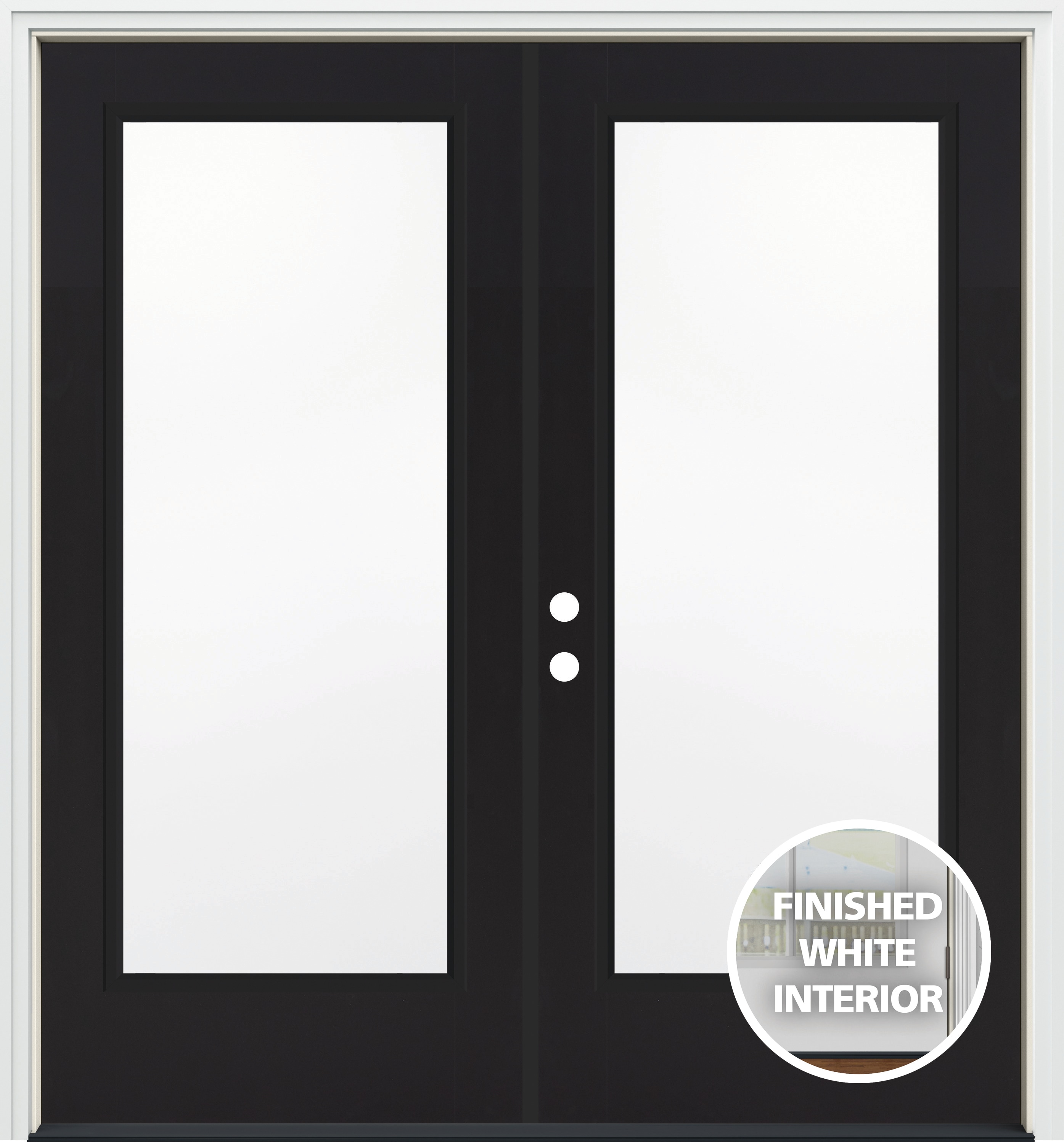 S-2500 72-in x 80-in x 4-9/16-in Jamb Low-e Black Steel French Right-Hand Inswing Double Patio Door Brickmould Included | - JELD-WEN JWPRO238700020