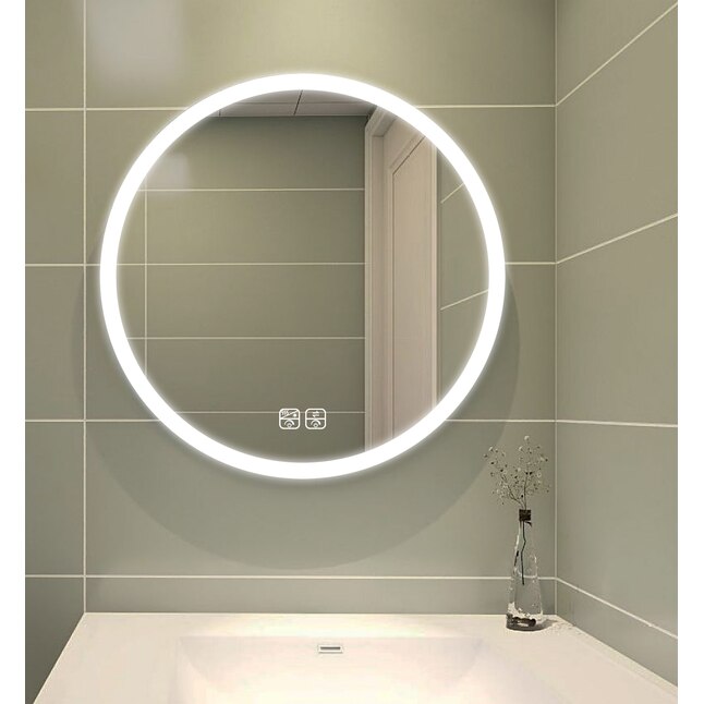 Frameless Bathroom Mirror, 24 Round Lighted Mirror
