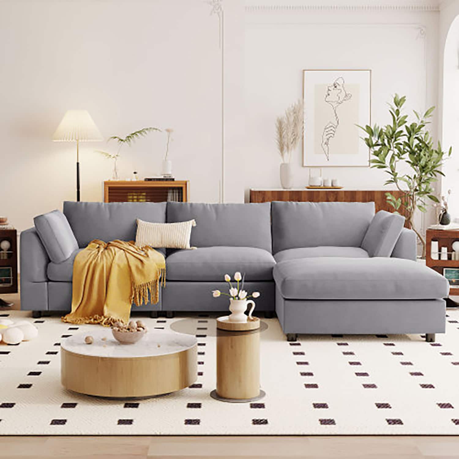 GZMR GZ-N7S356E 65-in Modern Gray Reclining Sofa