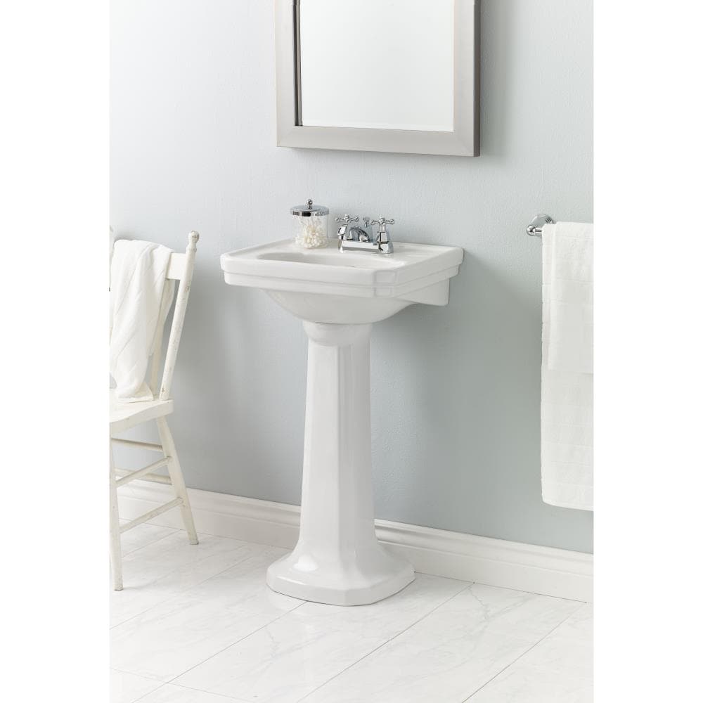Cheviot 51120WH4 Mayfair White/White Vitreous China Wall-mount Console Sink with Base (16-in x 20-in x 34-in)