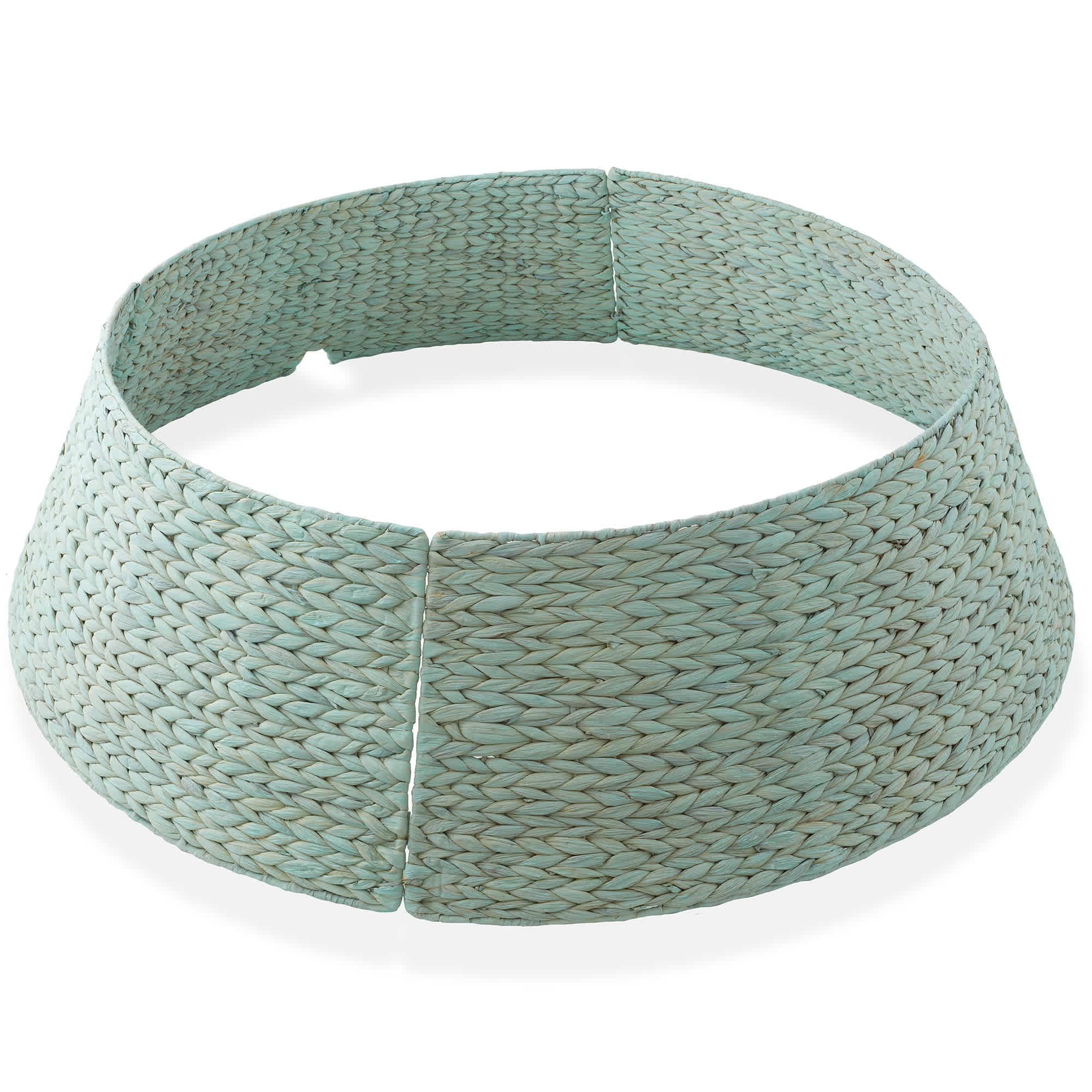 Casafield SZN-CLR-4216-SF 42-in Water Hyacinth Christmas Tree Collar with Cord Cut Out - Seafoam