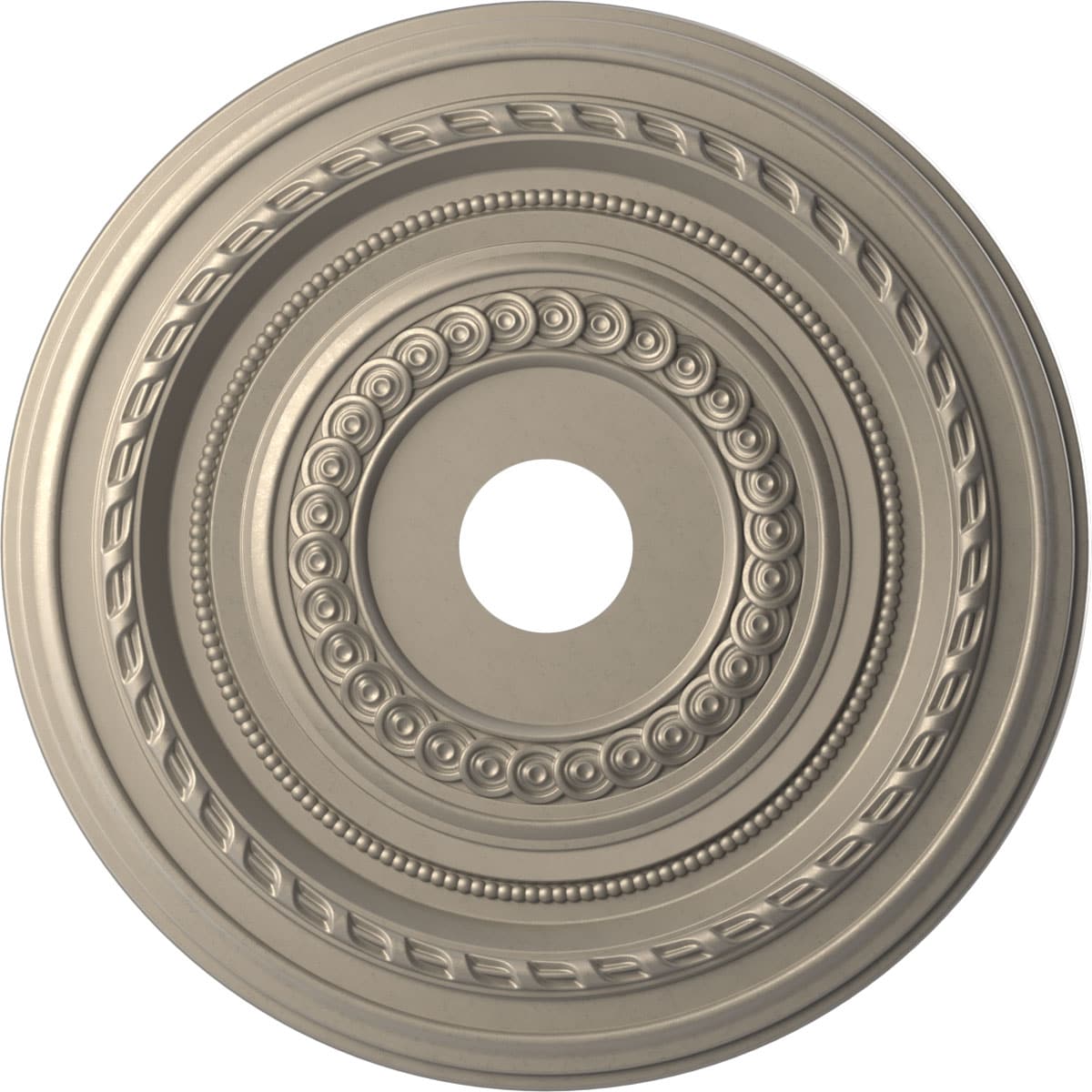 Ekena Millwork CMP22COCSV Cole Thermoformed 22-in W x 22-in L Painted Metallic Silver Metallic PVC Whole Ceiling Medallion