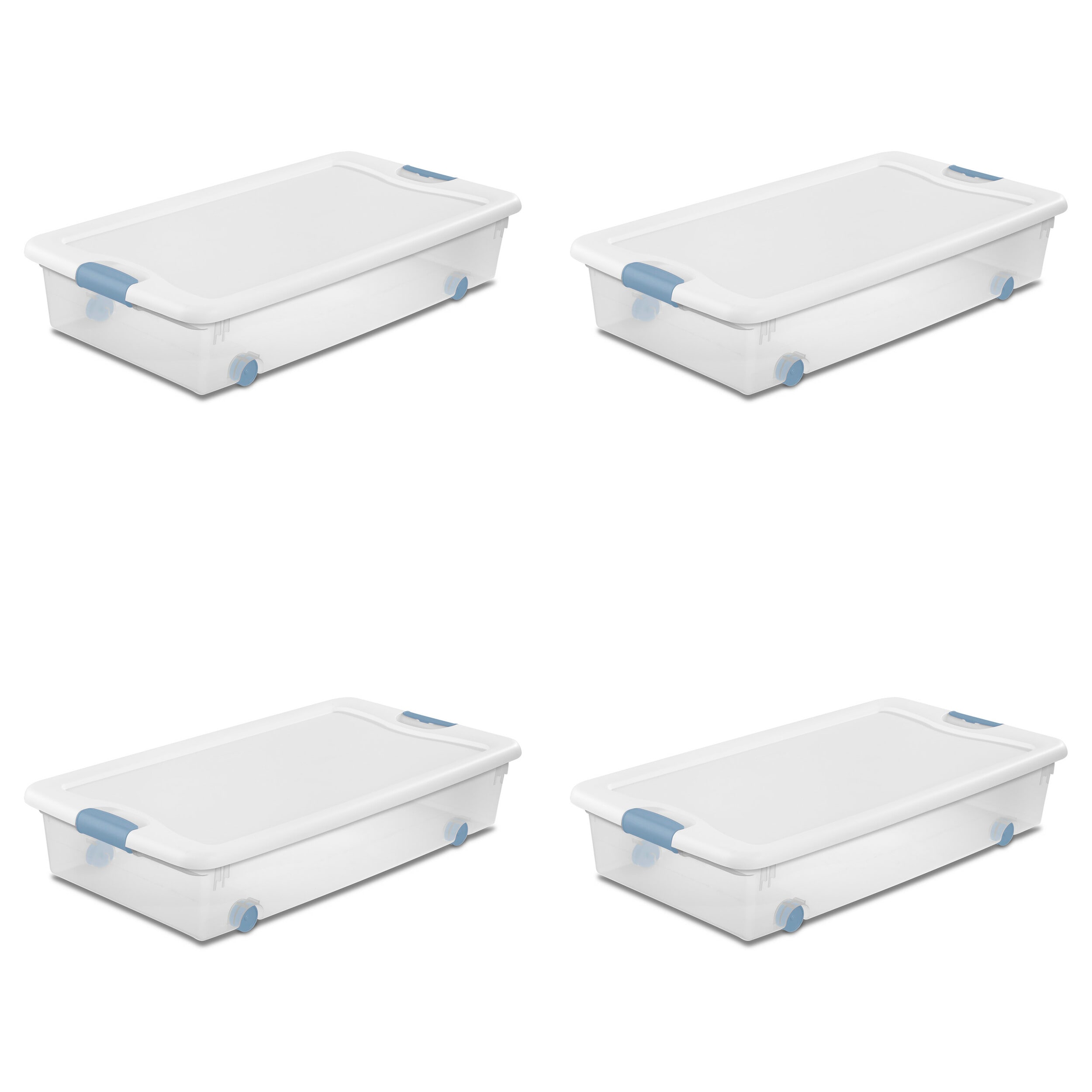 Sterilite 177832 4 -Pack Medium 56 -Quarts ) Clear - 56 Qt Heavy Duty Stackable Tote with Latching Lid