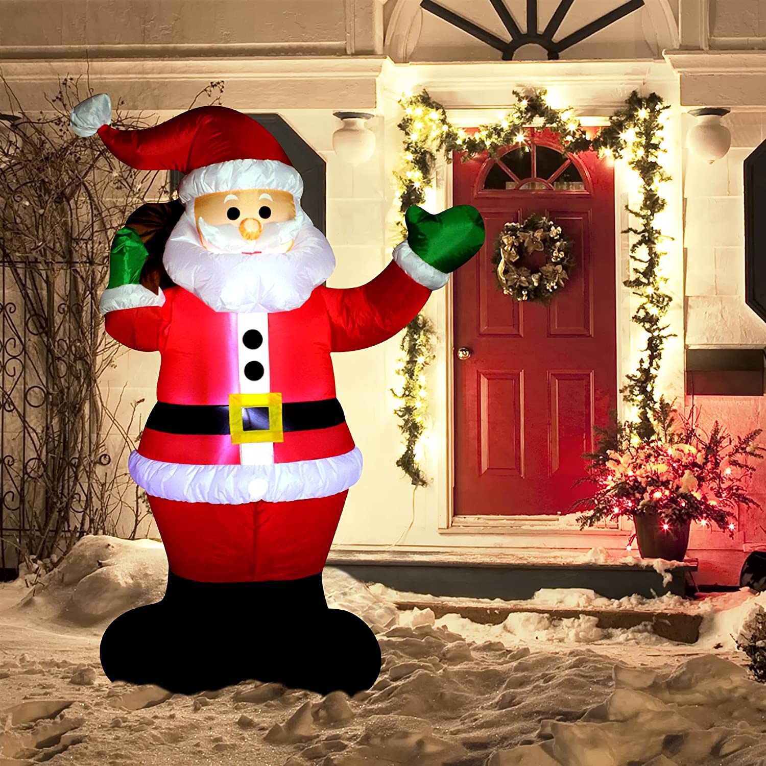 Joiedomi 6-ft Lighted Santa Christmas Inflatable in the Christmas ...