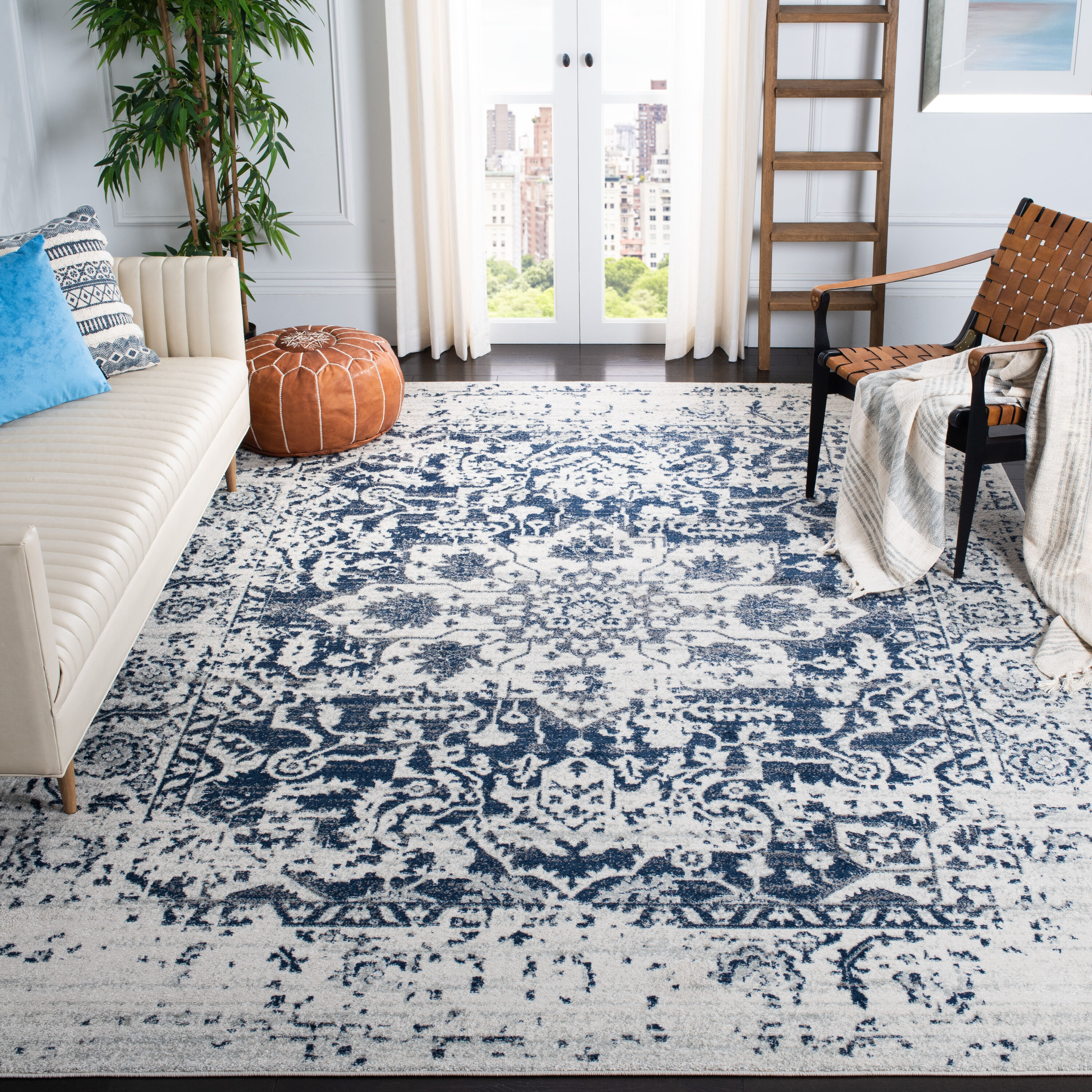Madison 603D Cream Navy 11in x 15in Rug