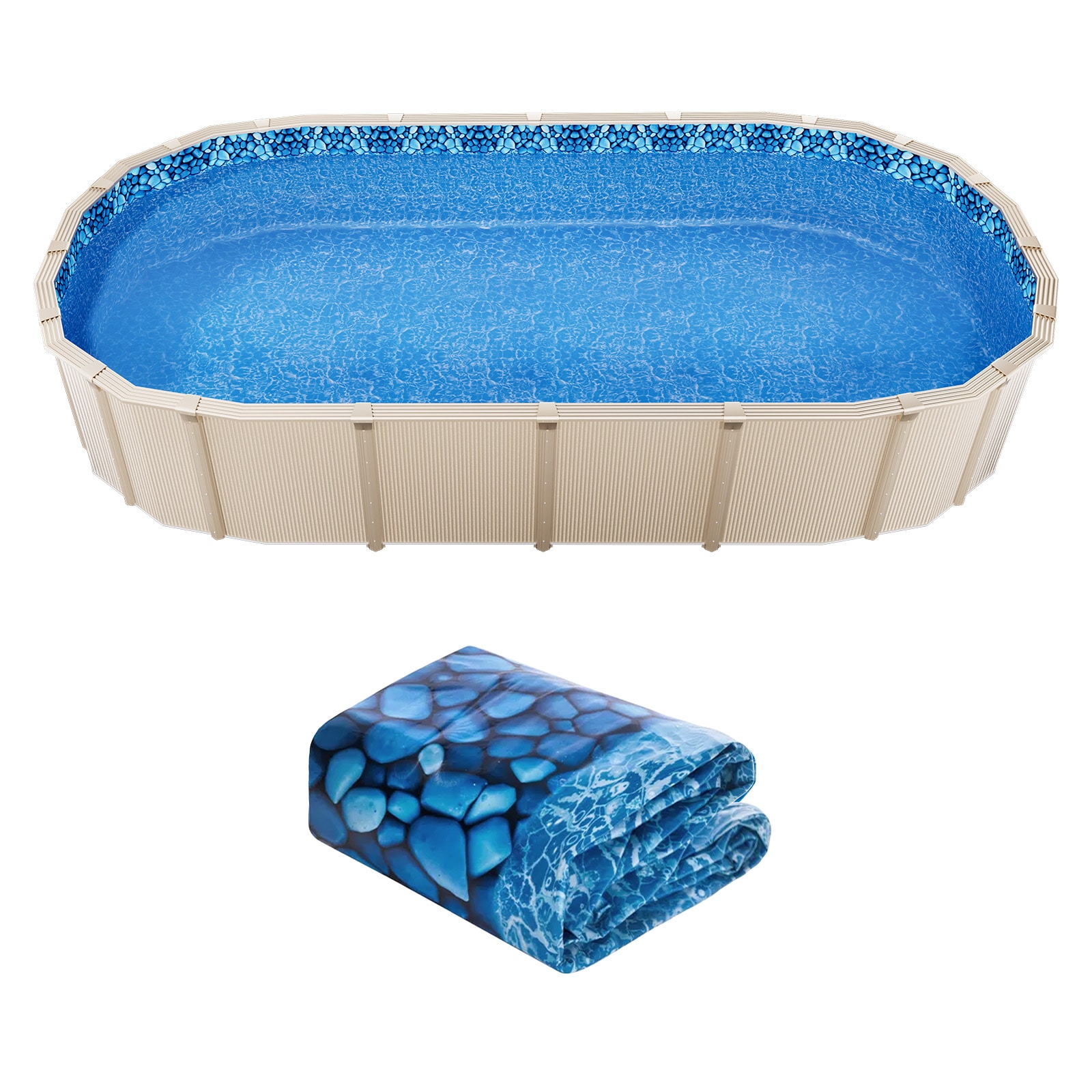 GIVIMO 18-ft x 33-ft Oval Above Ground Pool Liner Unibead Vinyl with 52-in Wall Height for Steel-Sided Pools