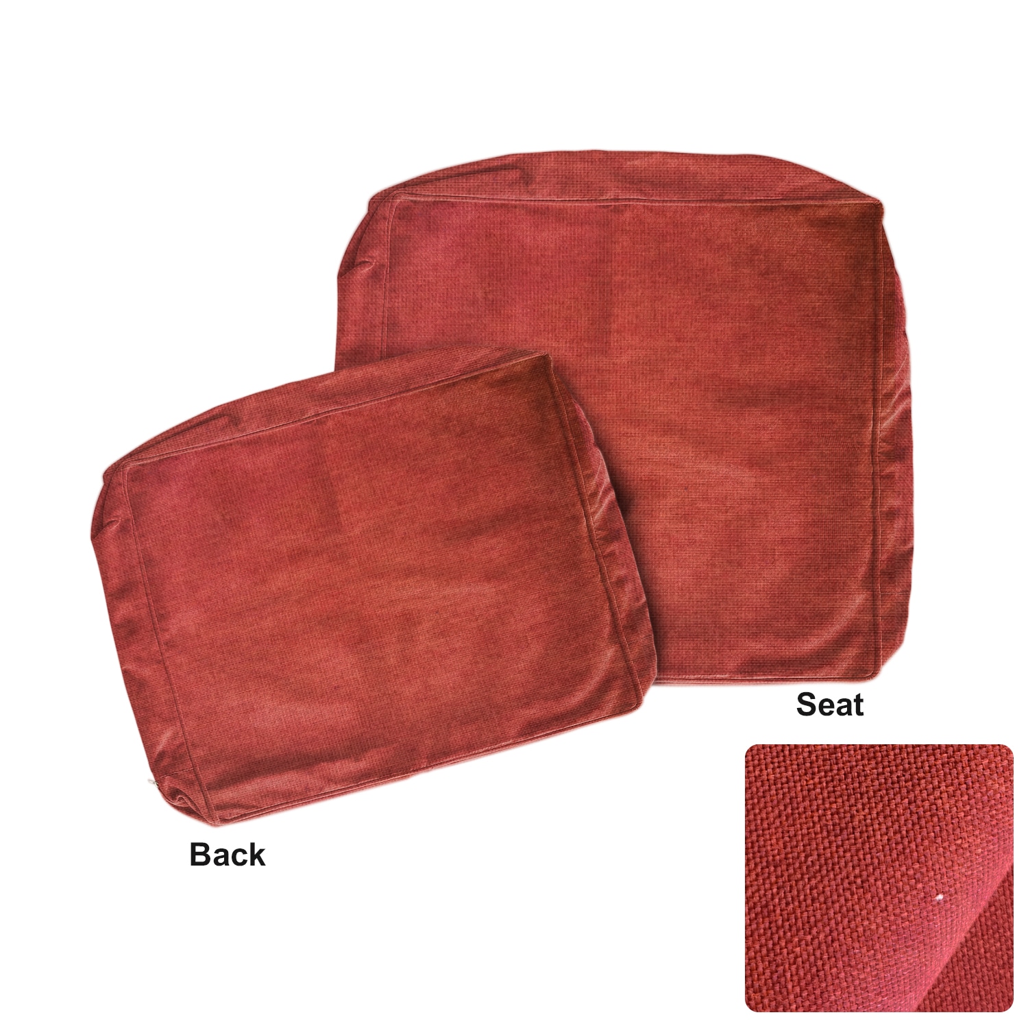 Artplan CS06 Outdoor Deep Seat Slipcovers Set of 2 (24x24x6) 18x24 Olefin Square Outdoor Cushion Coverfor Patio Funiture Brick Red