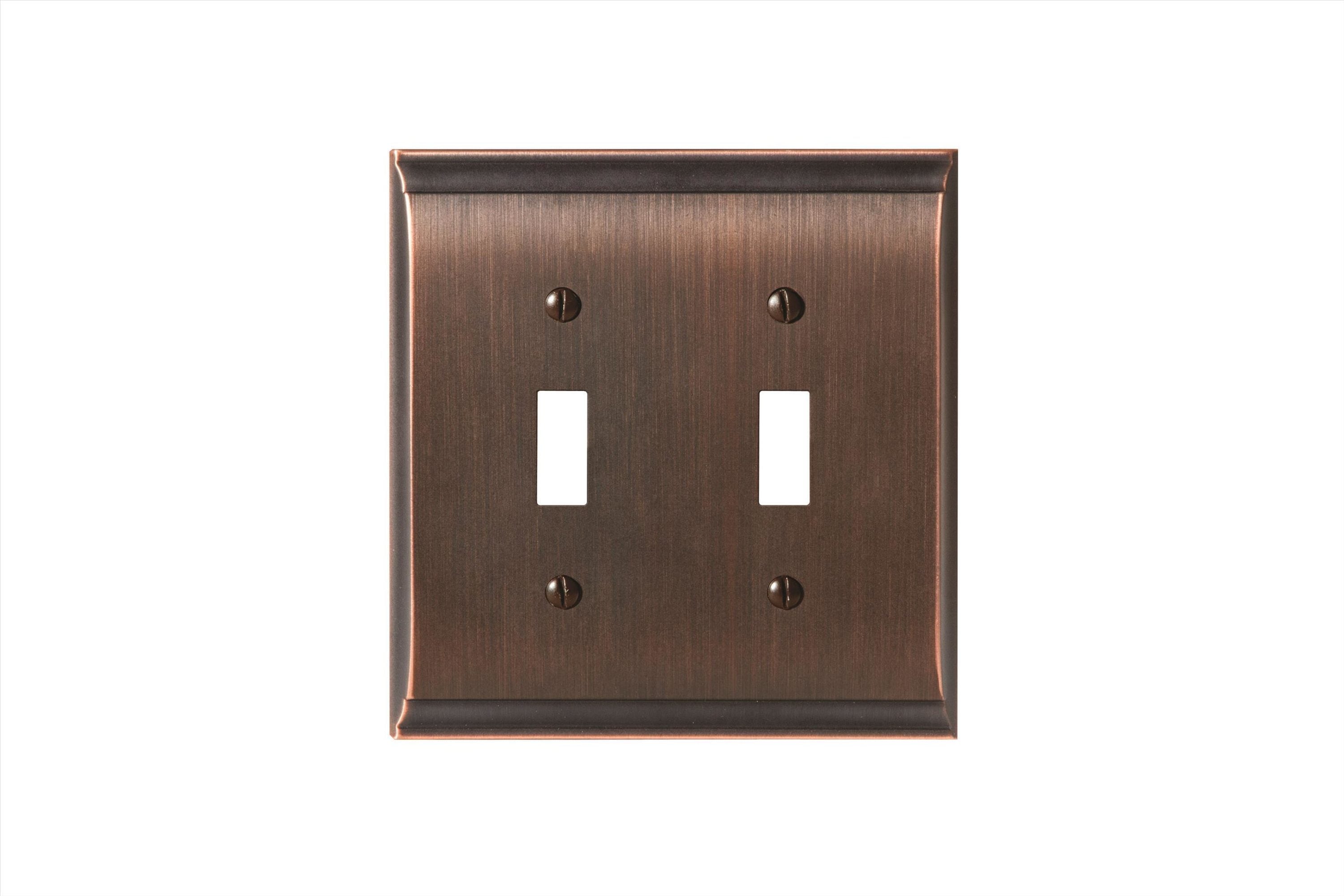 Amerock 1906987 2 -Gang Standard Size Oil Rubbed Bronze Zinc Indoor Toggle Wall Plate