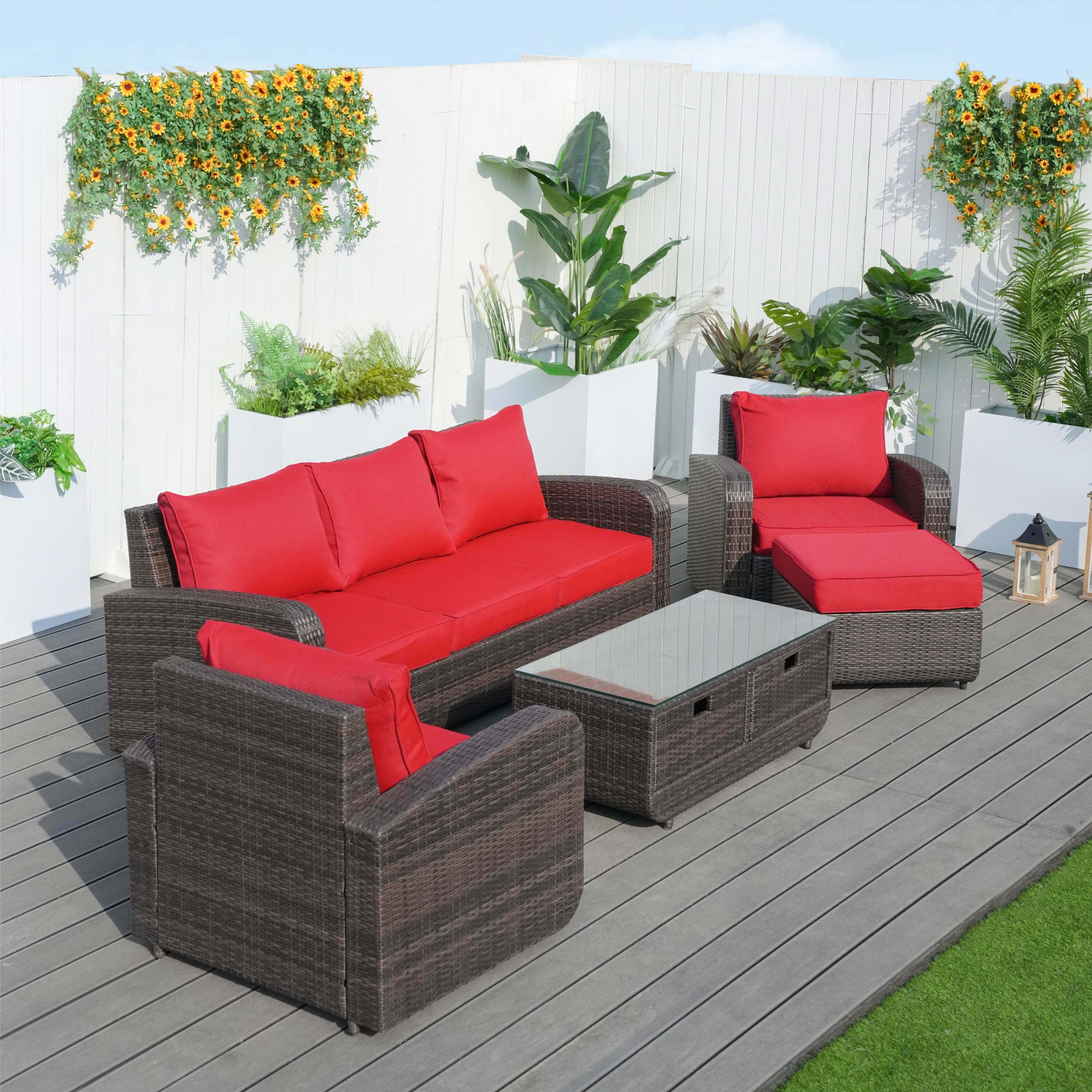 Direct Wicker DWS-1515BR-RED Patio-Conversation-Sets - View #7