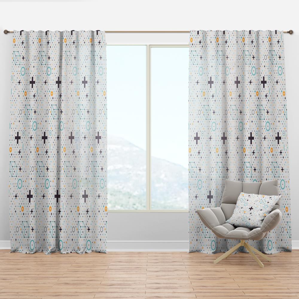 Designart CTN24182-52-90 90-in White Geometric Room darkening Thermal lined Rod pocket Single curtain panel
