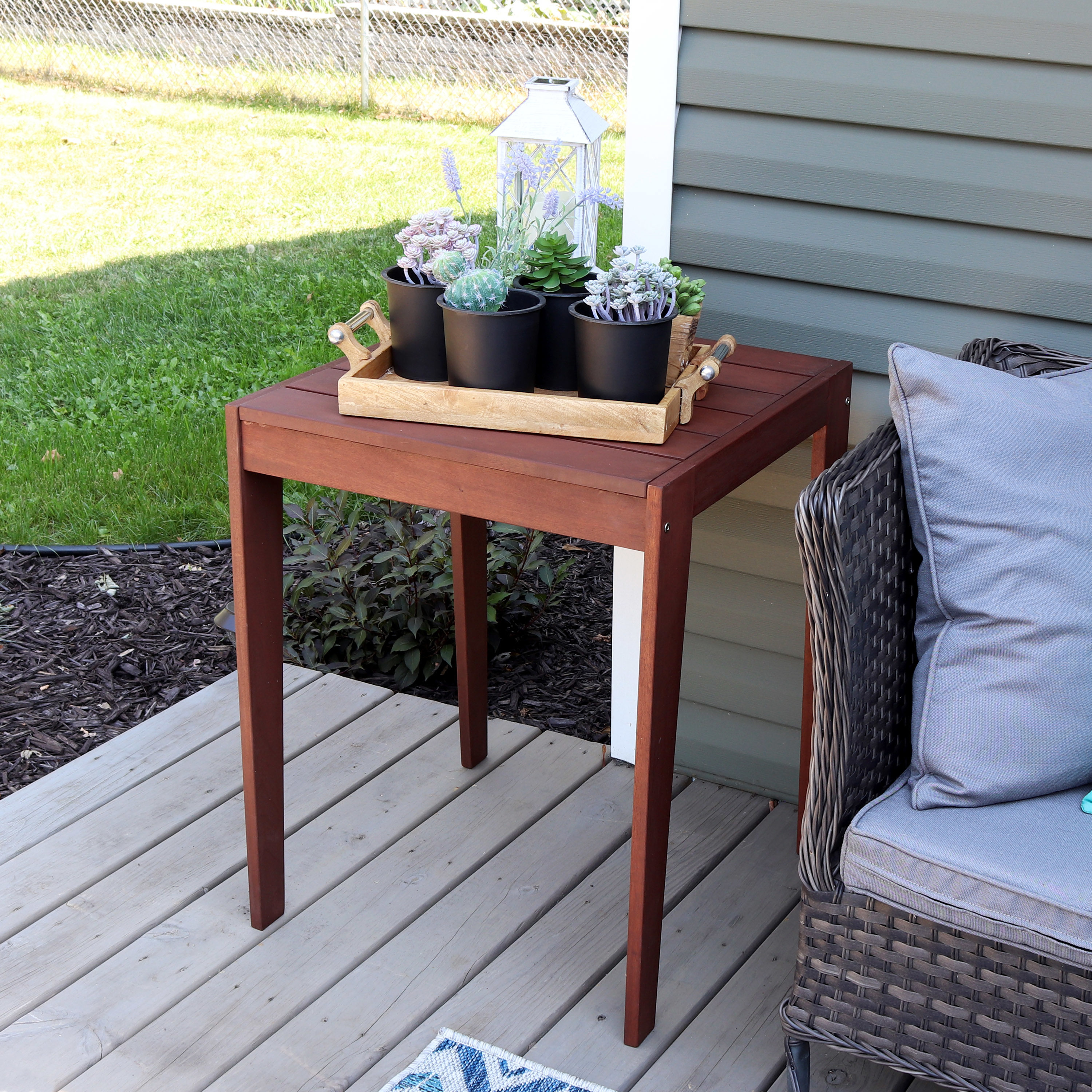 Sunnydaze Decor STR-345 Square Outdoor Dining Table 23.75-in W x 23.75-in L