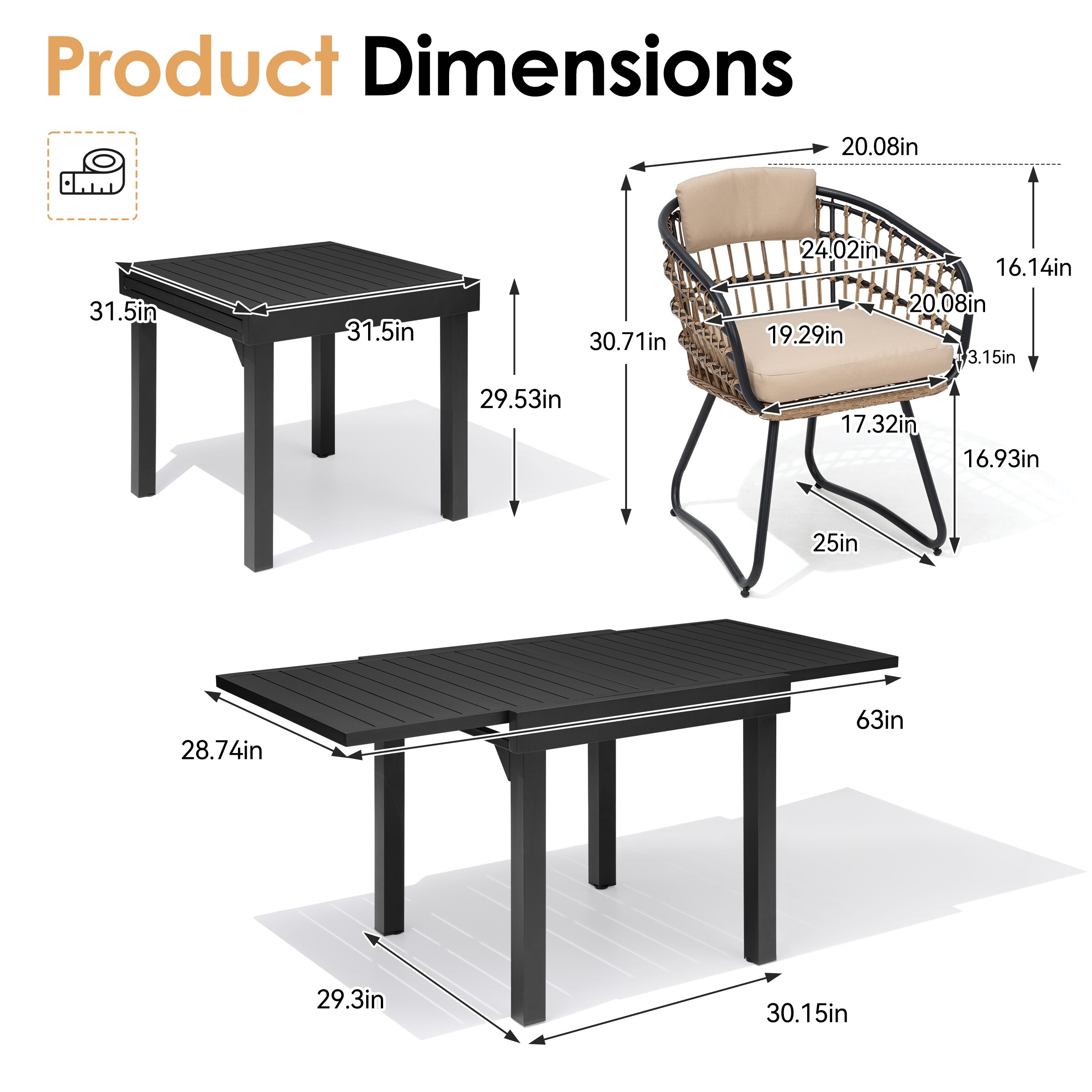 Pellebant ST25-TD5808BEI160-4 Patio-Dining-Sets - View #3