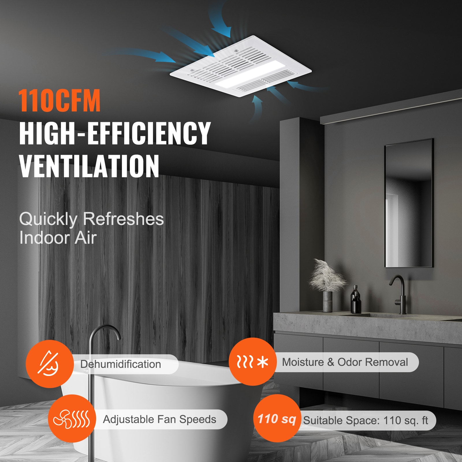 Modern White LED Bathroom Ceiling Exhaust Fan