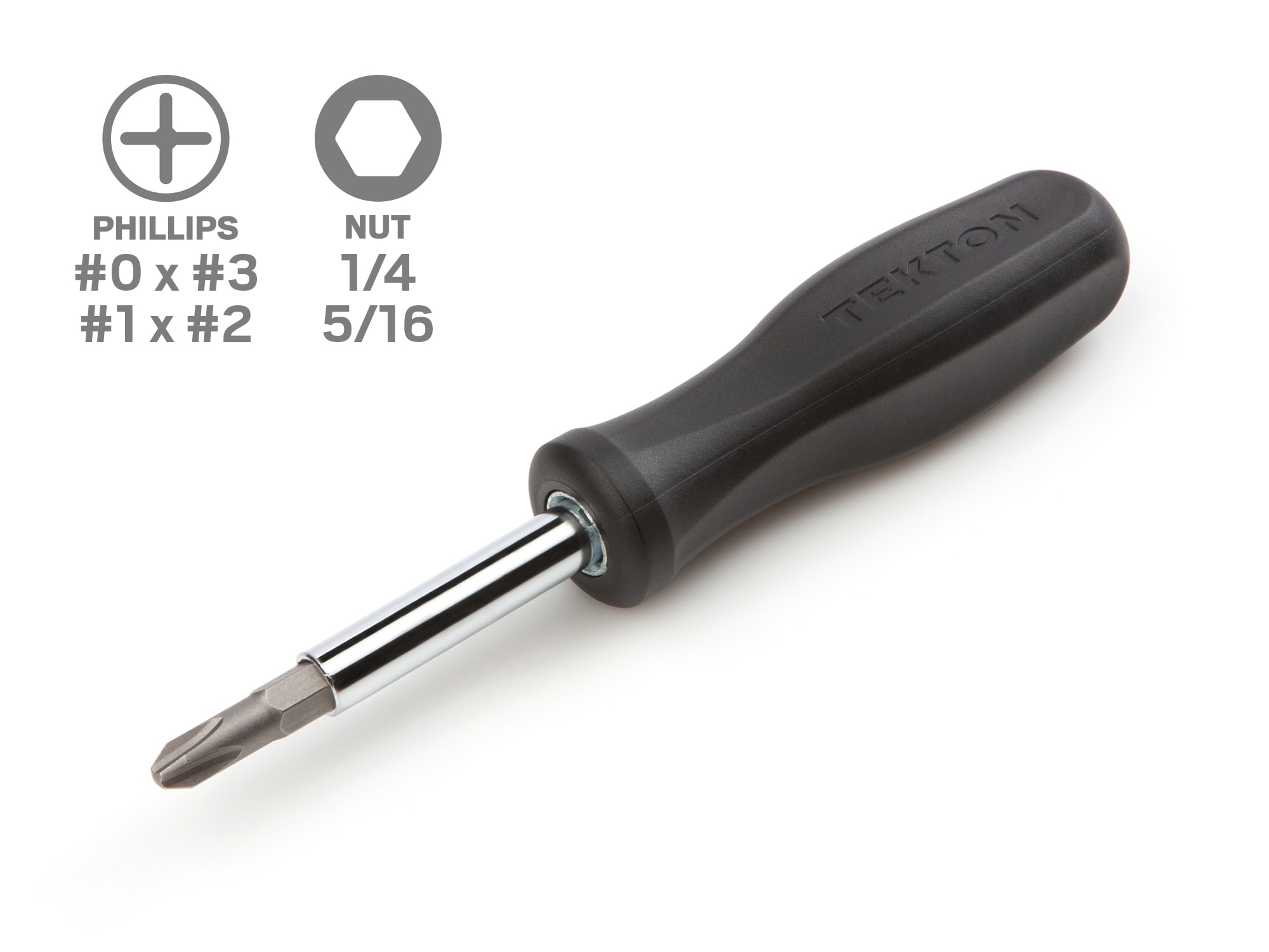 TEKTON DMS14007 Glass-reinforced Nylon Handle Multi-bit Phillips Screwdriver
