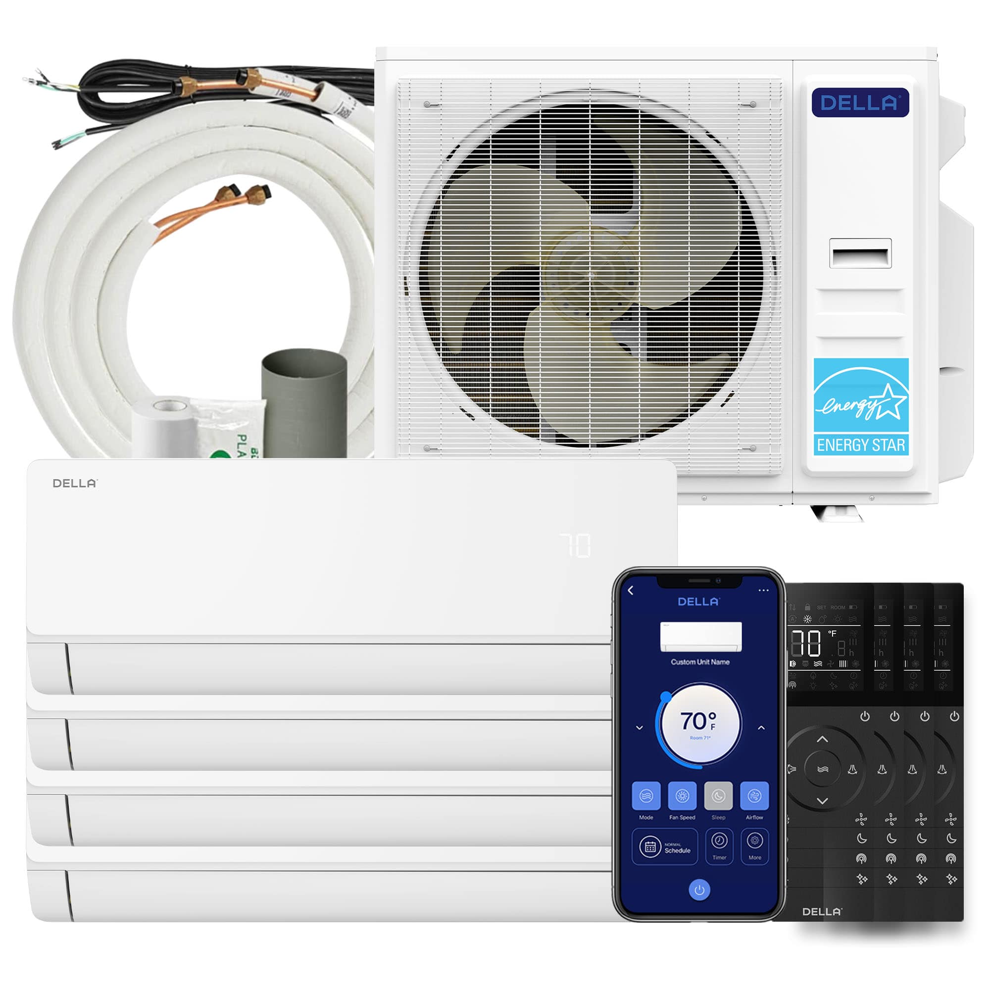 DELLA  42K BTU 4 Zone 12K-12K-12K-12K Mini Split Air Conditioner System Cools Up to 2200 Square Feet