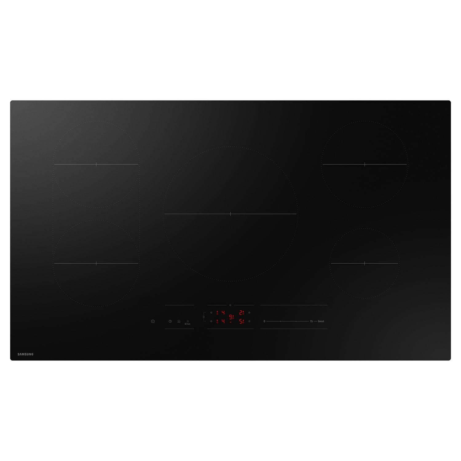 Samsung CC70F36S2D 36-in 5 burners Black Smart Compatible Induction Cooktop with Bridge Element