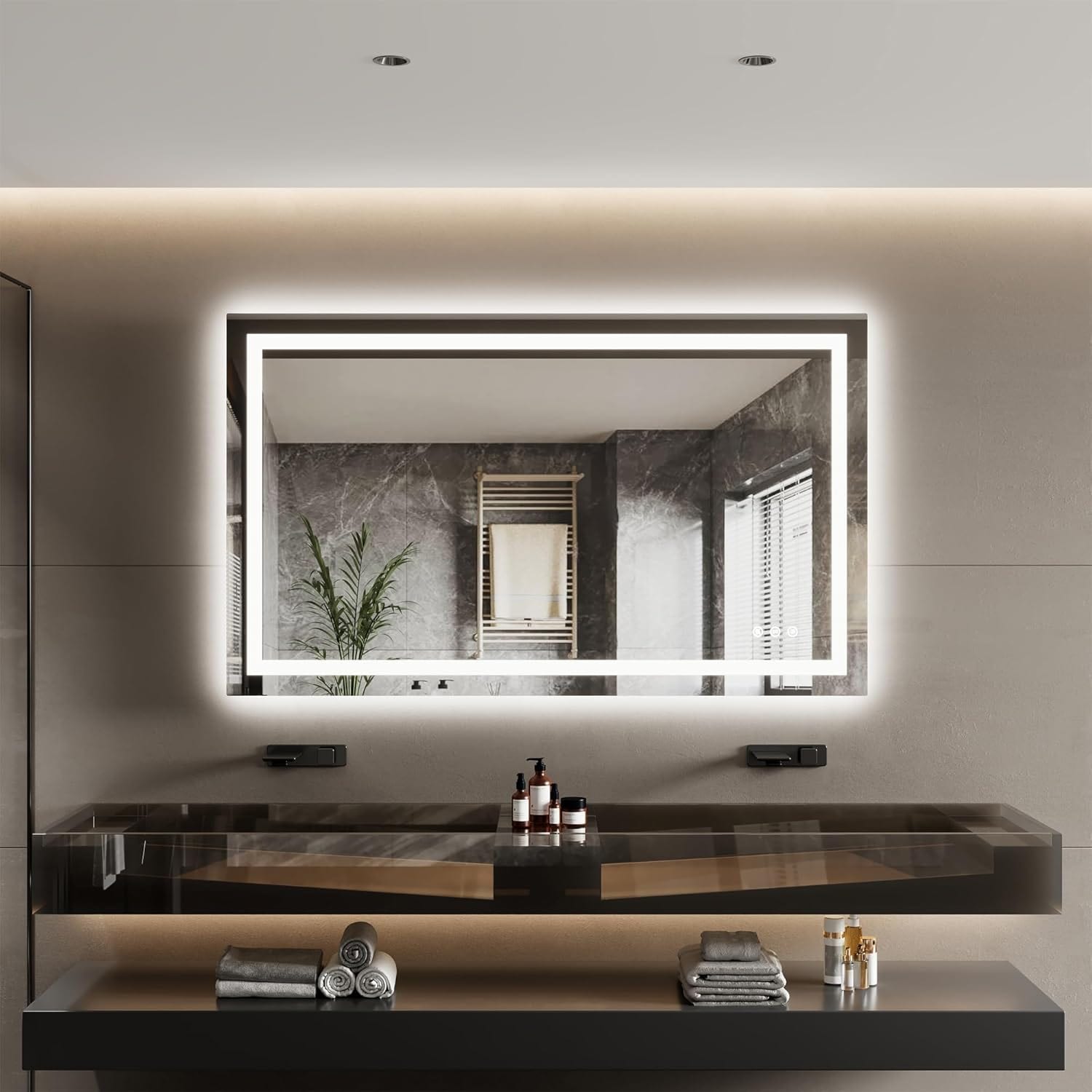 Garvee LED Bathroom Mirror - 32x40 inch LED Mirrors with Lights (Front and Backlit) Anti-Fog Dimmable Lighted Bathroom Vanity Mirror for Wall - Smart Mirror for Bathroom - Memory Function - Horizontal/Vertical