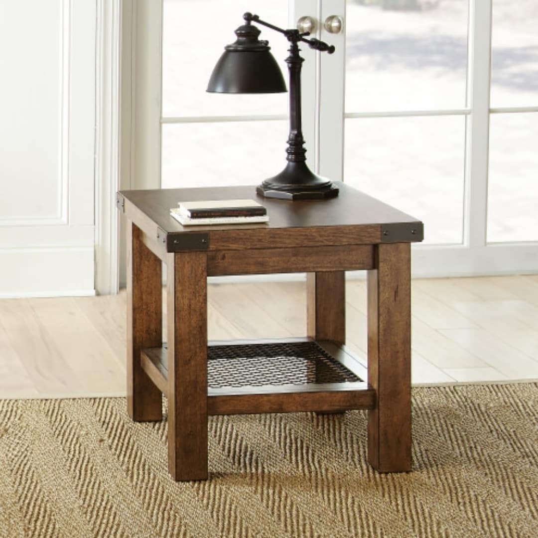 ZAKLOOP WU081110020 24-in W x 24-in H Brown Wood Rectangular Modern End Table Assembly Required