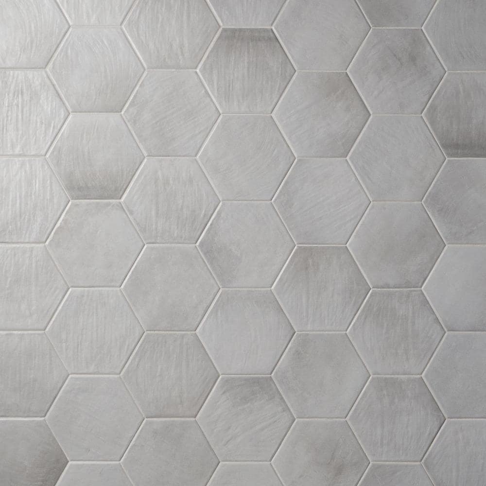 Artmore Tile Brocha Hex Gray 8-in x 9-in Glazed Porcelain Patterned ...