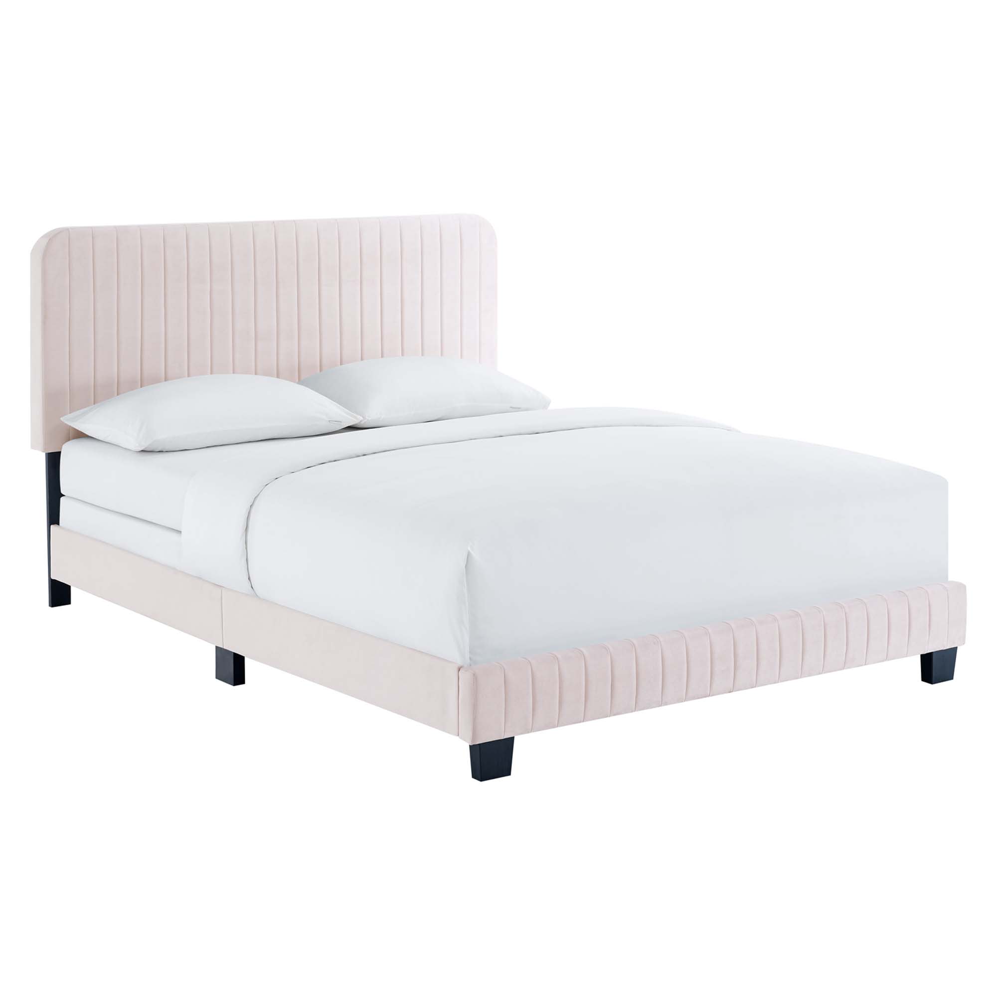  Celine Channel Tufted Performance Velvet King Bed in Pink