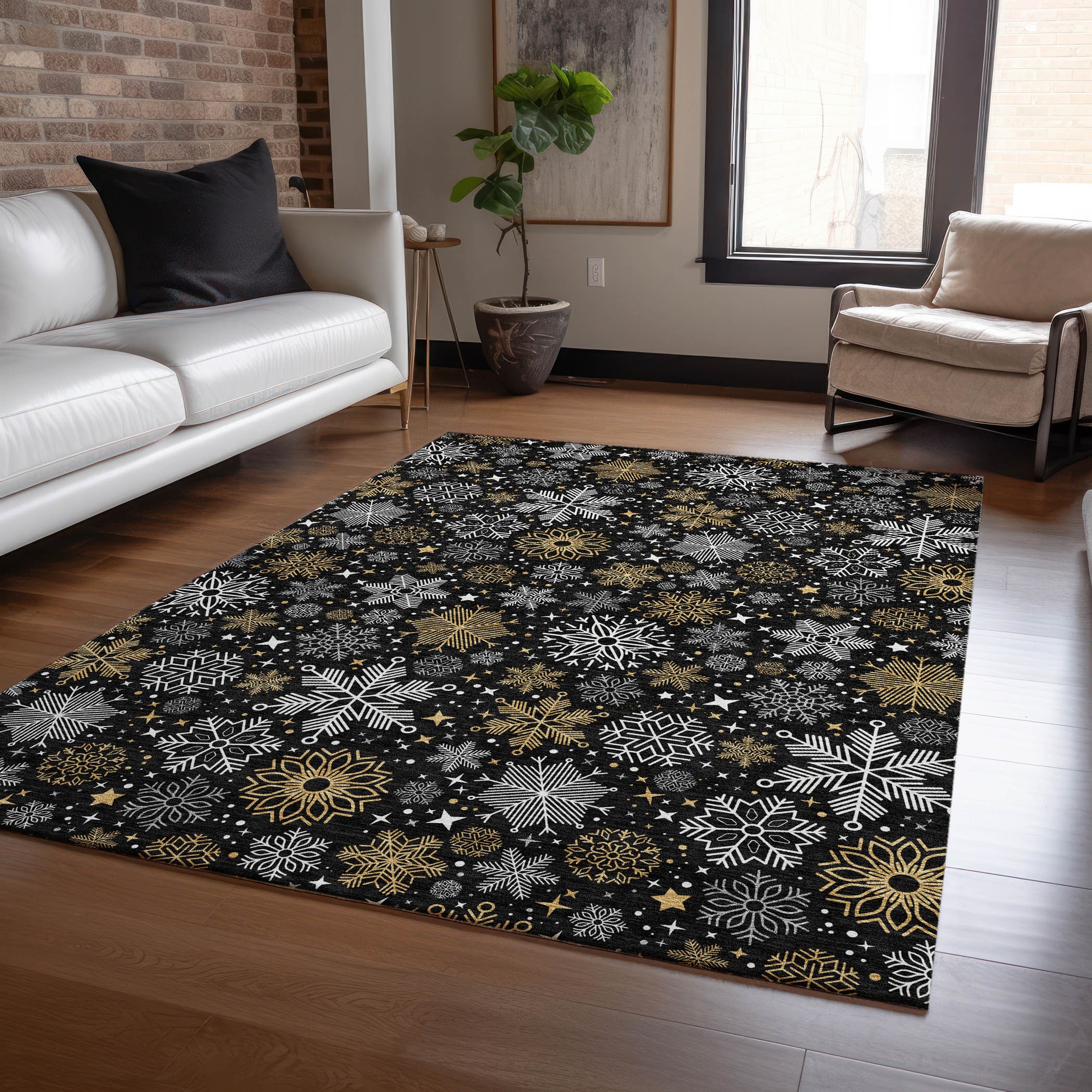 Addison Rugs ACN1823BK9X12 Chantille ACN1823BK 9 x 12 (ft) Loomed Polyester Black Rectangular Indoor/Outdoor Machine washable Area rug