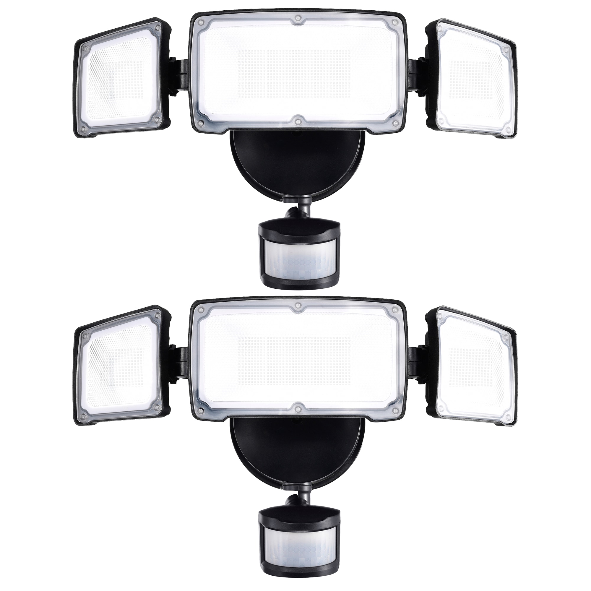 AWSENS SL5883-BK-2PACK 180 -Degree 40 -Wattage Equivalent Hardwired LED Black 3 -Head Motion-Activated Flood Light 2 -Pack 3800 -Lumen