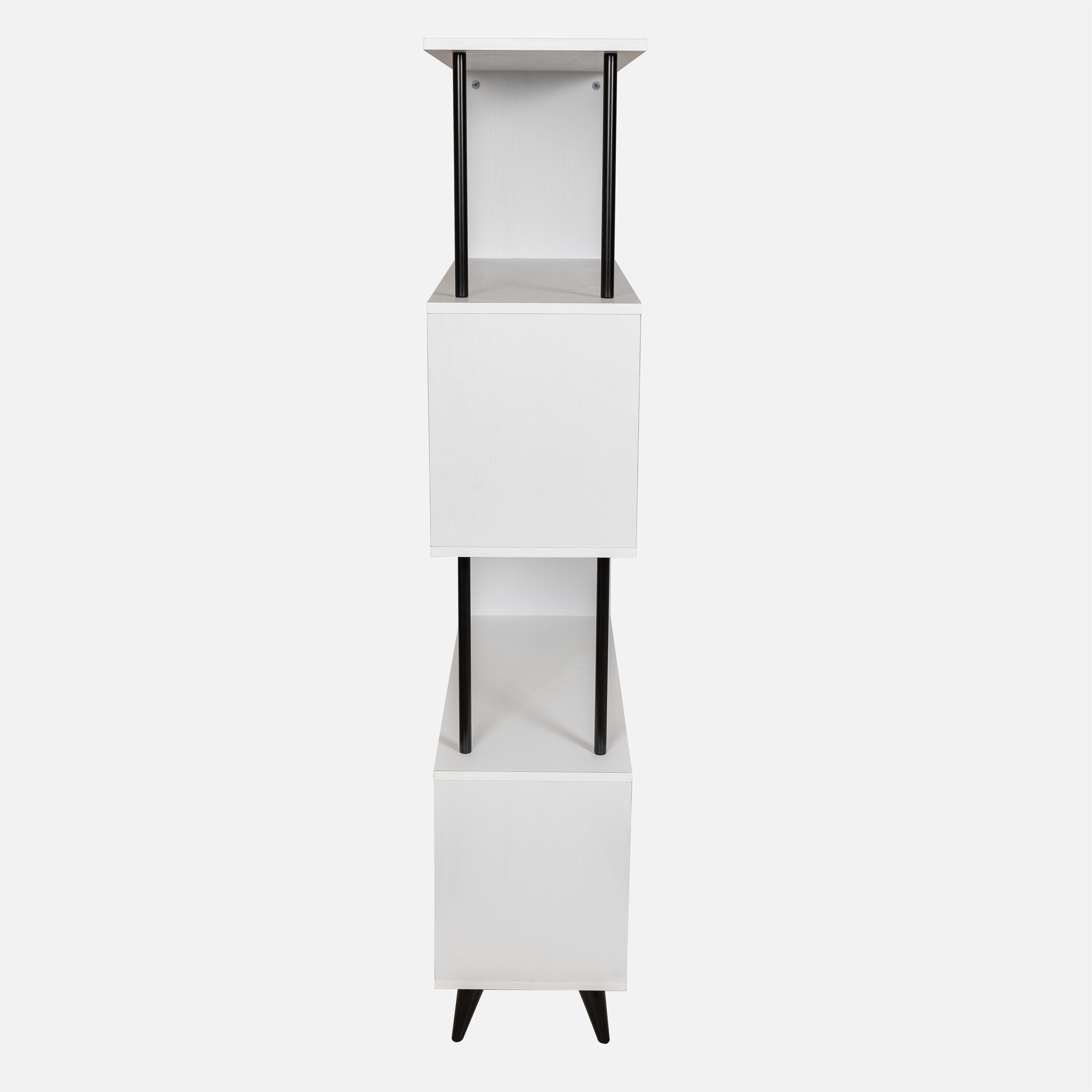 White and Black 5-Tier S-Shaped Modern Wood Bookcase