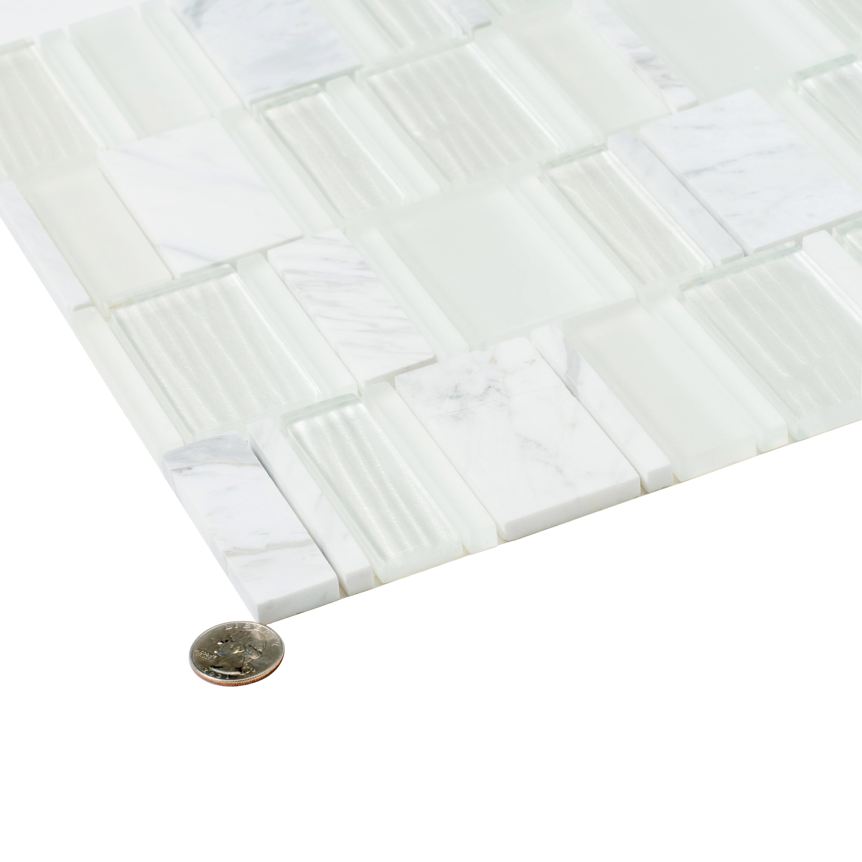 Apollo Tile (Sample) White 4-in x 4-in Honed Marble Mixed Pattern Mosaic Floor and Wall Tile