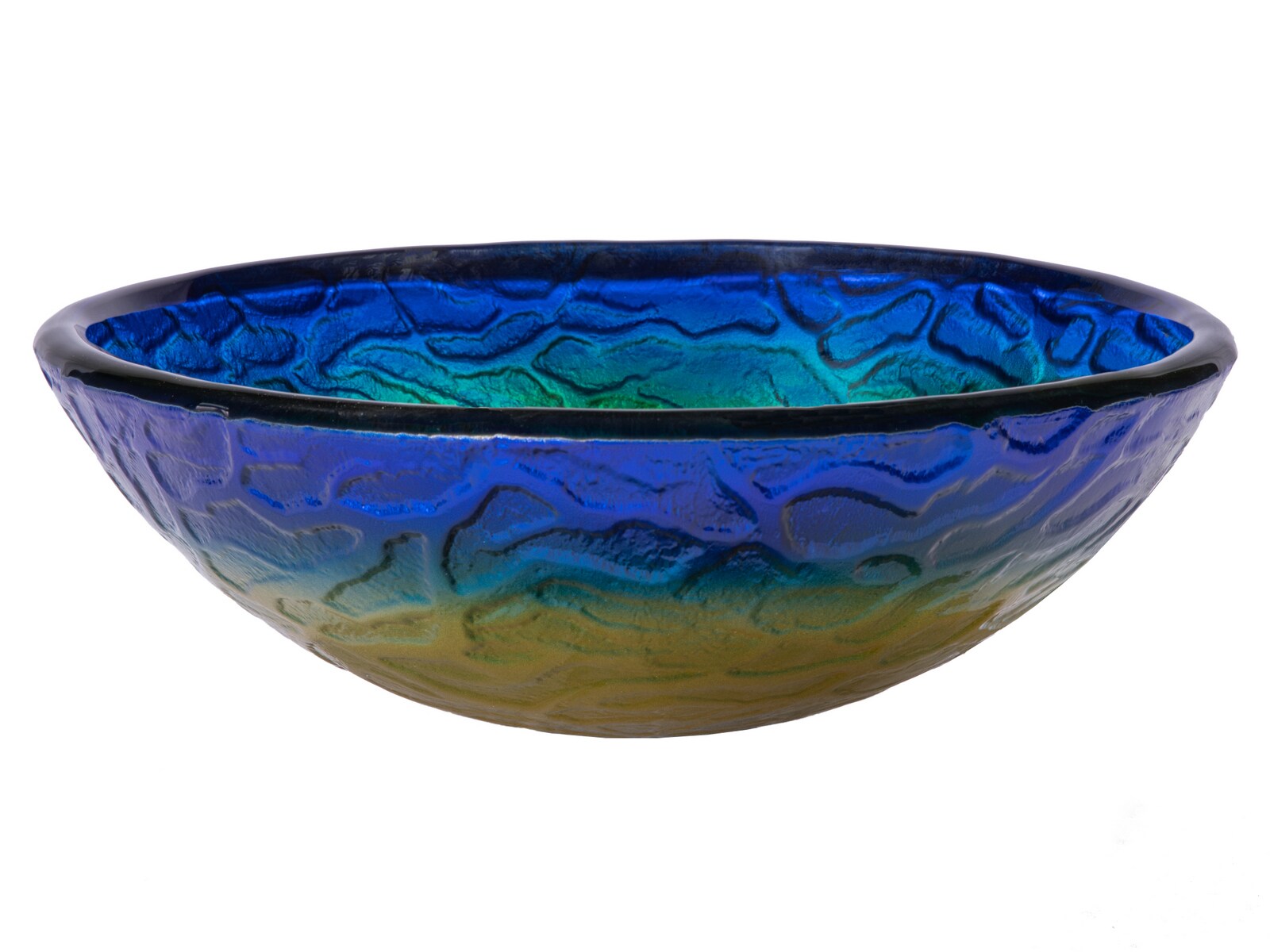 14.25'' Blue and Yellow Glass Vessel Sink