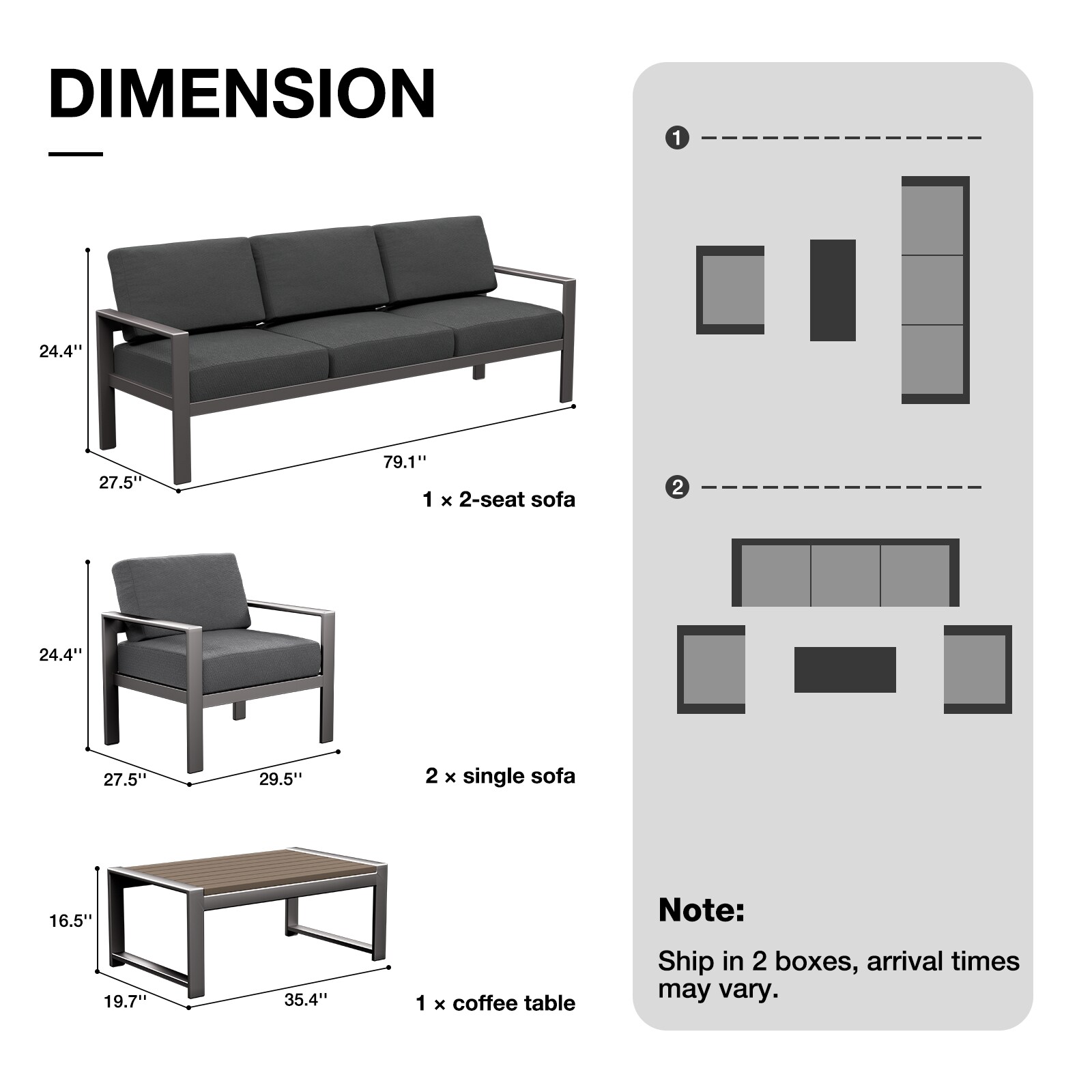 GARSING BOLOGNA SET-DK GREY Patio-Conversation-Sets - View #2