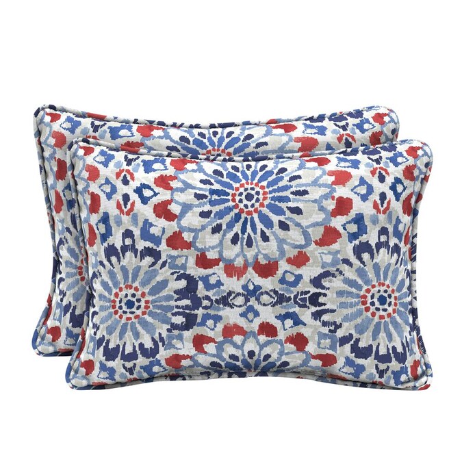 Blue Rectangular Lumbar Pillow, Lumbar Outdoor Throw Pillows