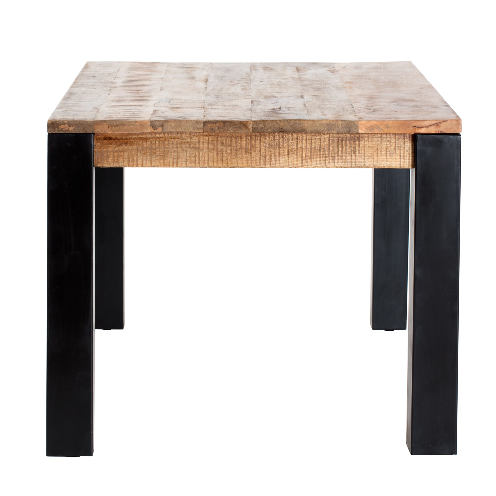 Madeleine Home Dining table Black and Natural Wood Contemporary/Modern  Dining Table, Wood with Metal Base at