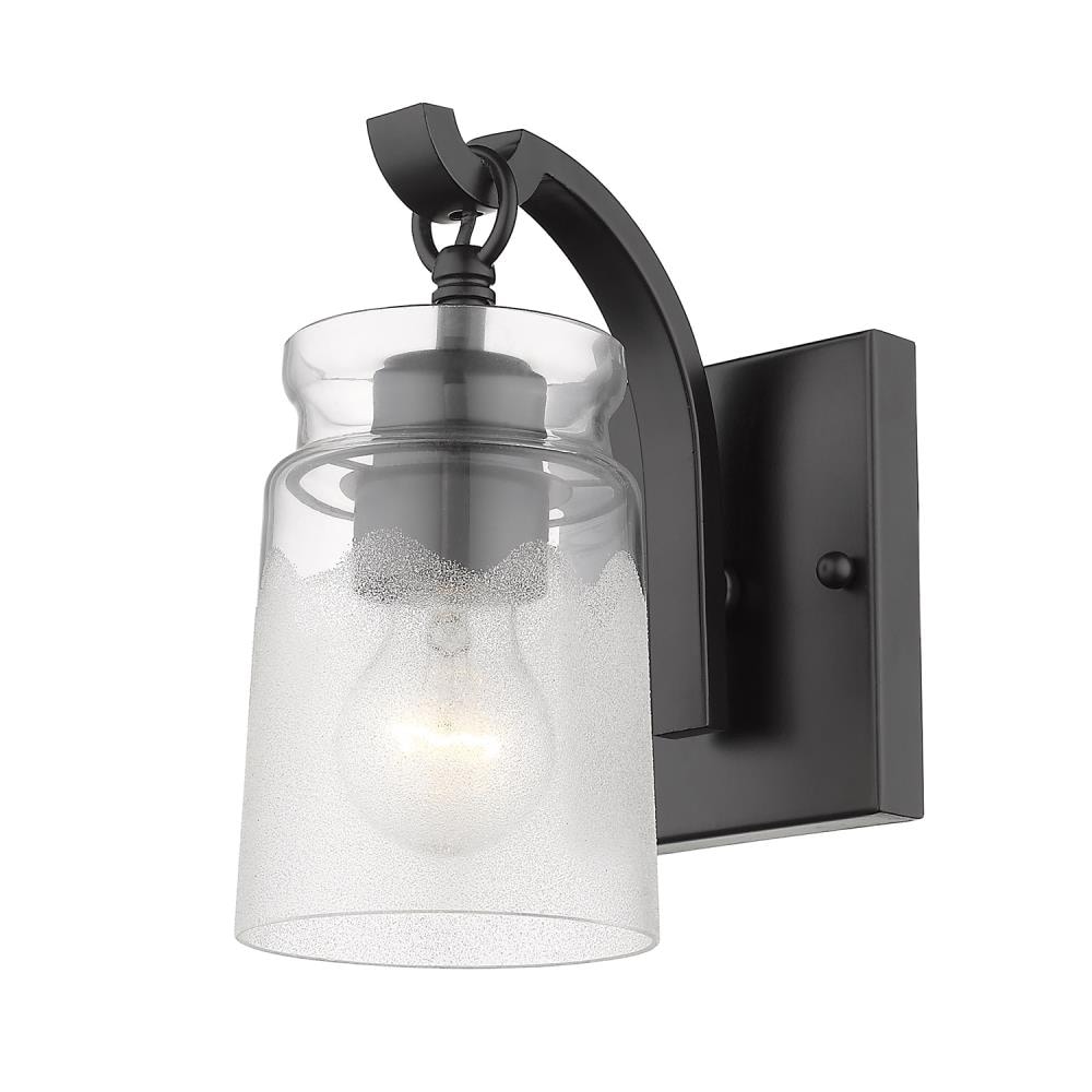 Golden Lighting 1405-BA1 BLK-CAG Travers 4.375-in 1-Light Black Transitional Vanity Light