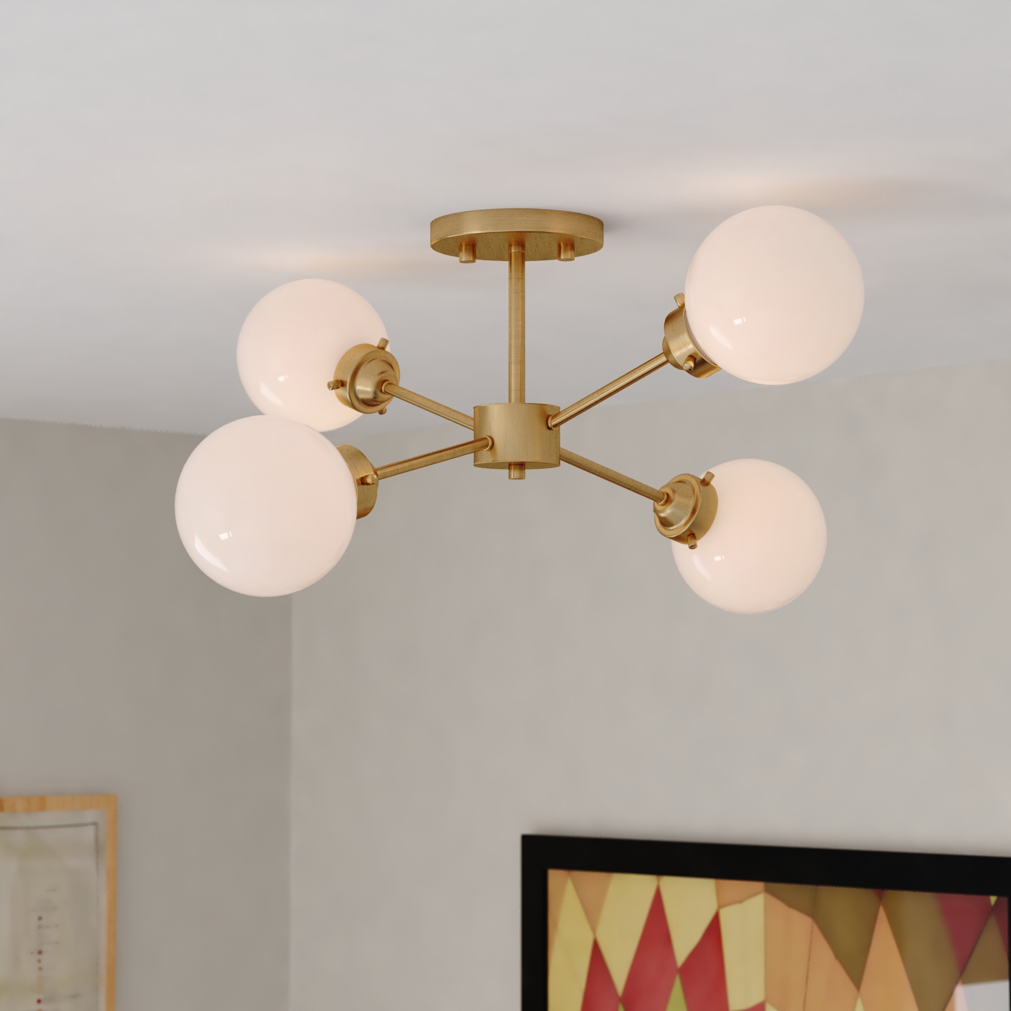 Cascadia C0268 Orbit 4 -Light 20-in Satin Brass Semi Flush Mount Light