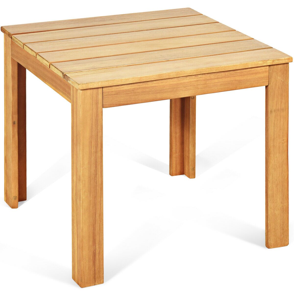Slickblue - Square Acacia Wood Outdoor Side Patio Table 18 inch W x 18 inch L Natural for Balcony...
