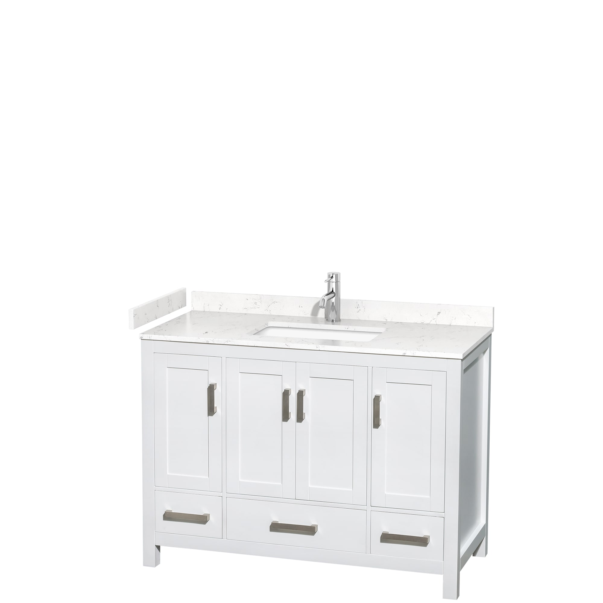 Wyndham Collection WCS141448SWHC2UNSMXX Sheffield 48-in White with Brushed Chrome Trim Undermount Single sink Bathroom Vanity with Carrara Cultured Marble Cultured marble Top