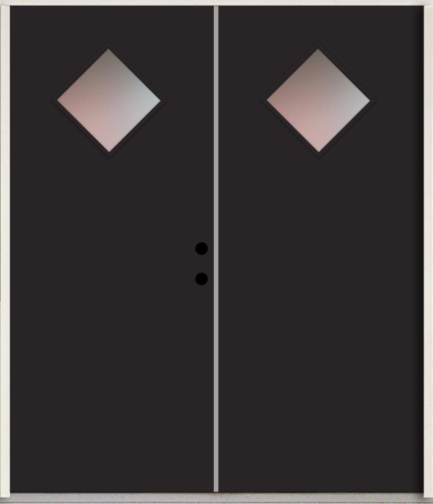 RELIABILT LO1067208 Spotlights 72-in x 80-in x Fiberglass 1/4 lite Left-hand inswing Peppercorn Paint Painted Prehung Double Front Door Insulating core