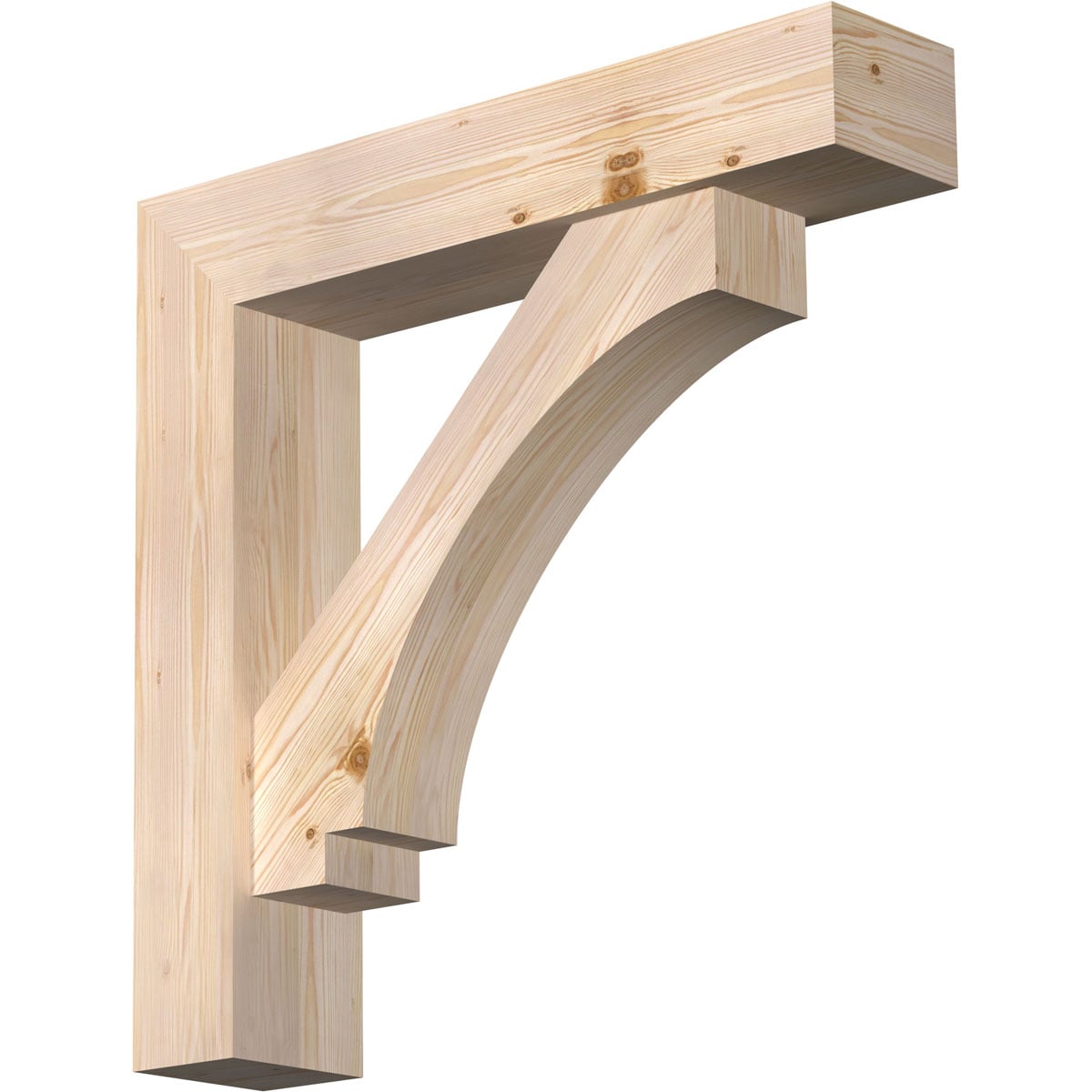 Ekena Millwork 1462996 Imperial Block Smooth Bracket with Offset Brace 7-1/2-in x 36-in x 36-in Douglas fir Brown Wood Standard bracket