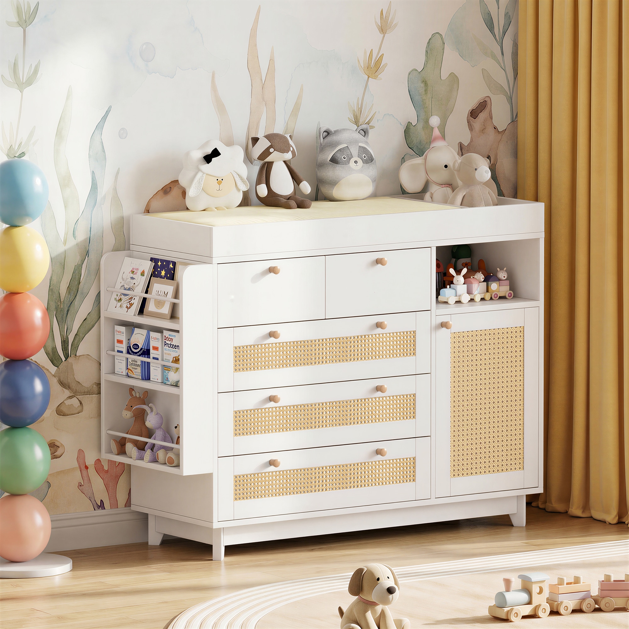 PAKASEPT 43.31-in W White Freestanding -Mount Changing Table