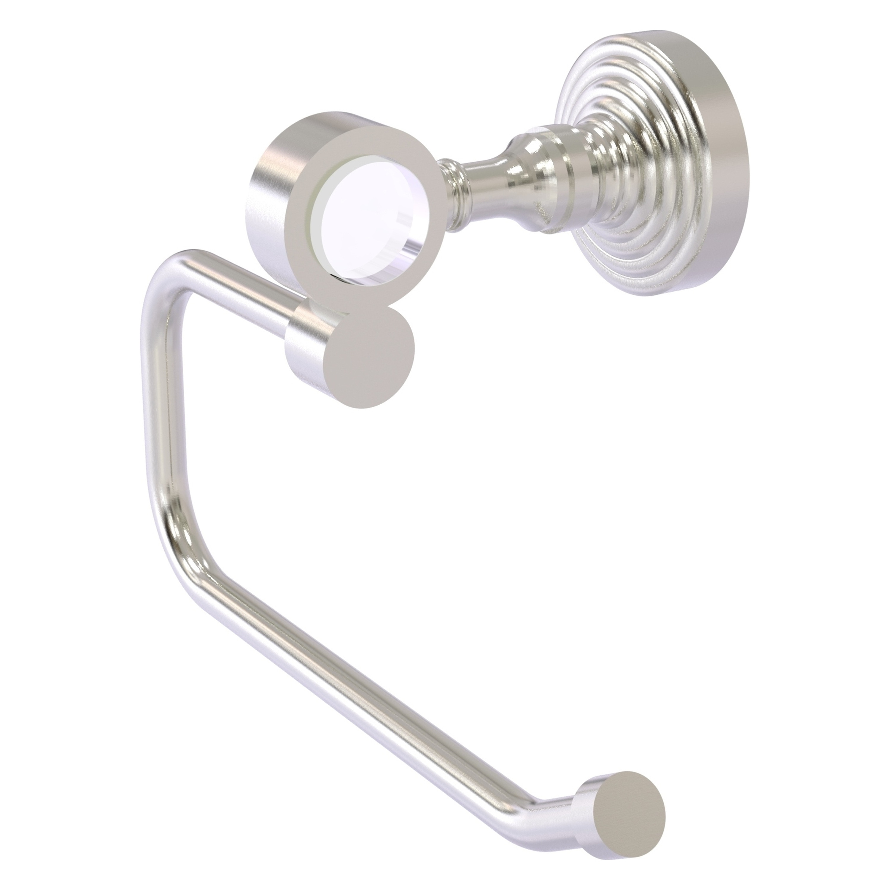 Allied Brass PG-24E-SN Pacific Grove Satin Nickel Wall mount Single post Toilet Paper Holder 1 -Rolls with Storage