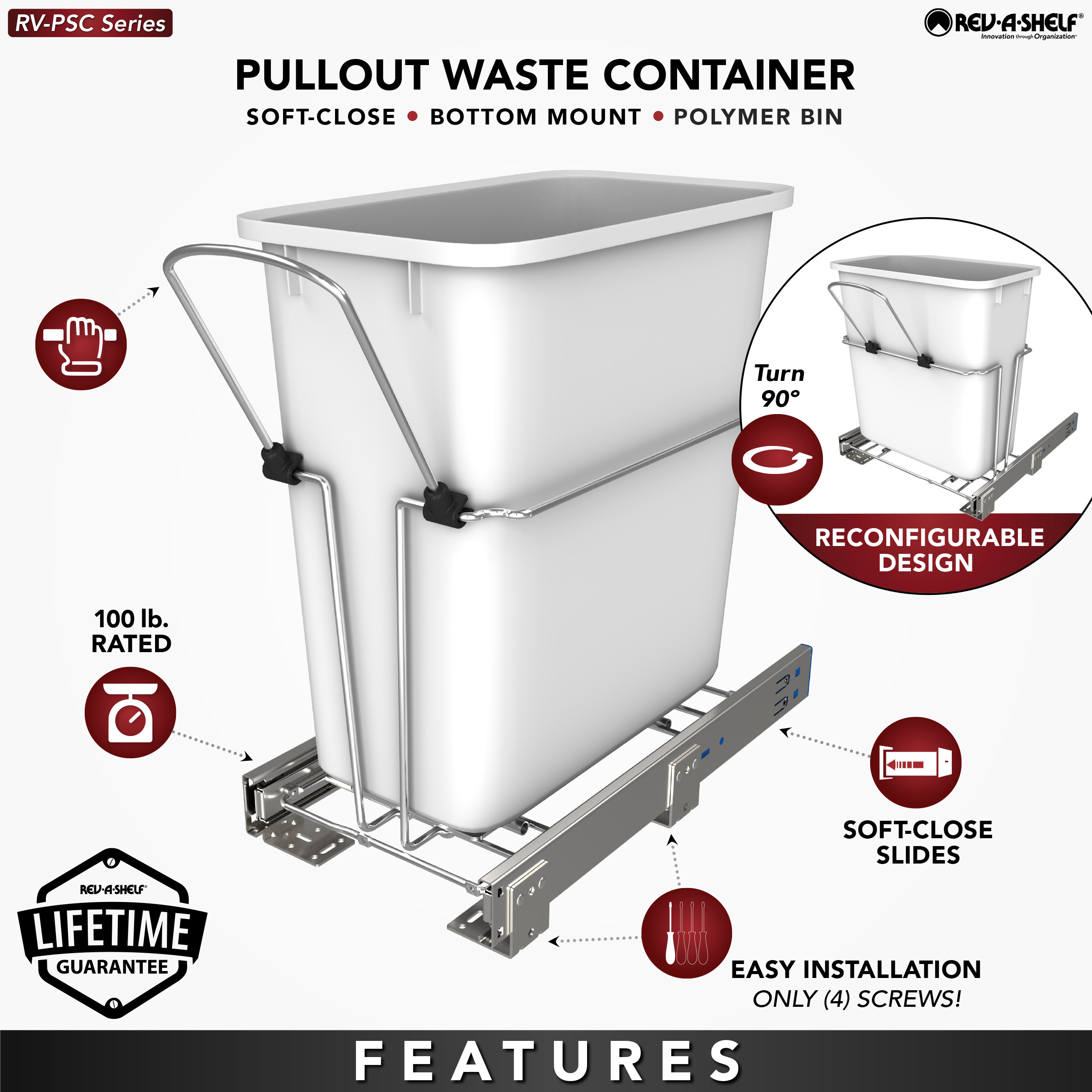 Bottom-Mount Sliding Waste Containers