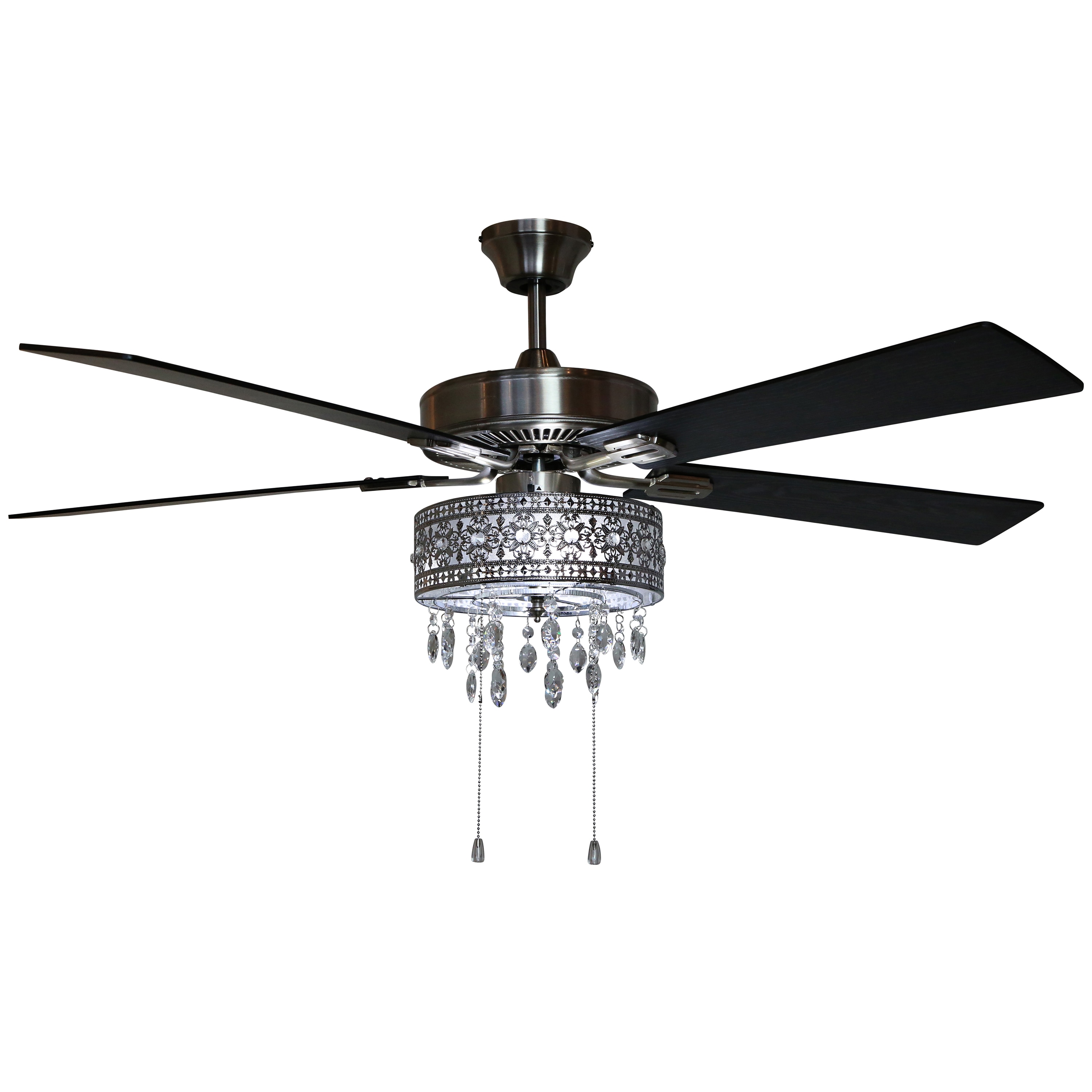 River of Goods 52-in Nickel LED Indoor Downrod or Flush Mount Chandelier  Ceiling Fan with Light (5-Blade) in the Ceiling Fans department at Lowes.com